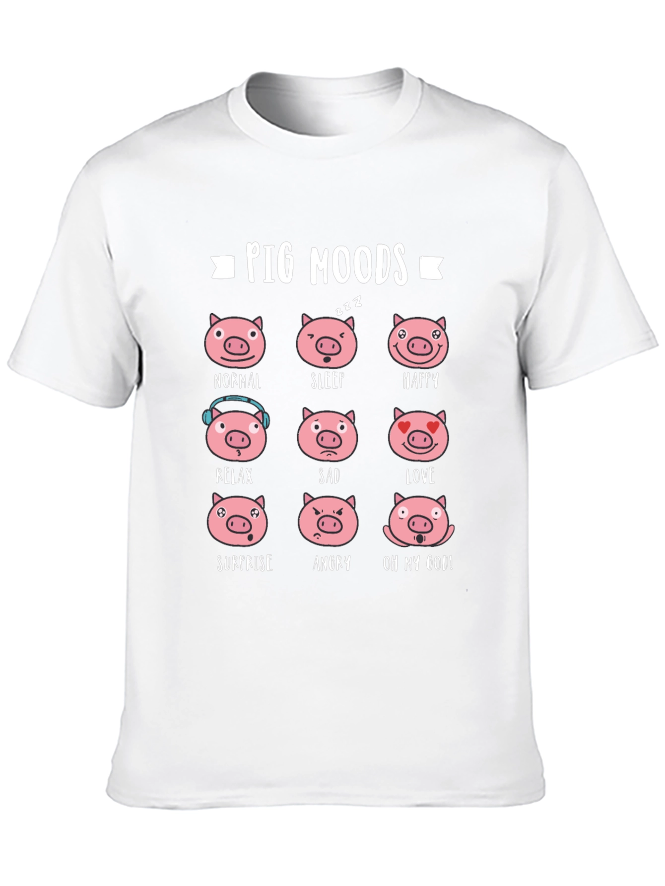 Pig Moods T-Shirt - Black Cotton Tee
