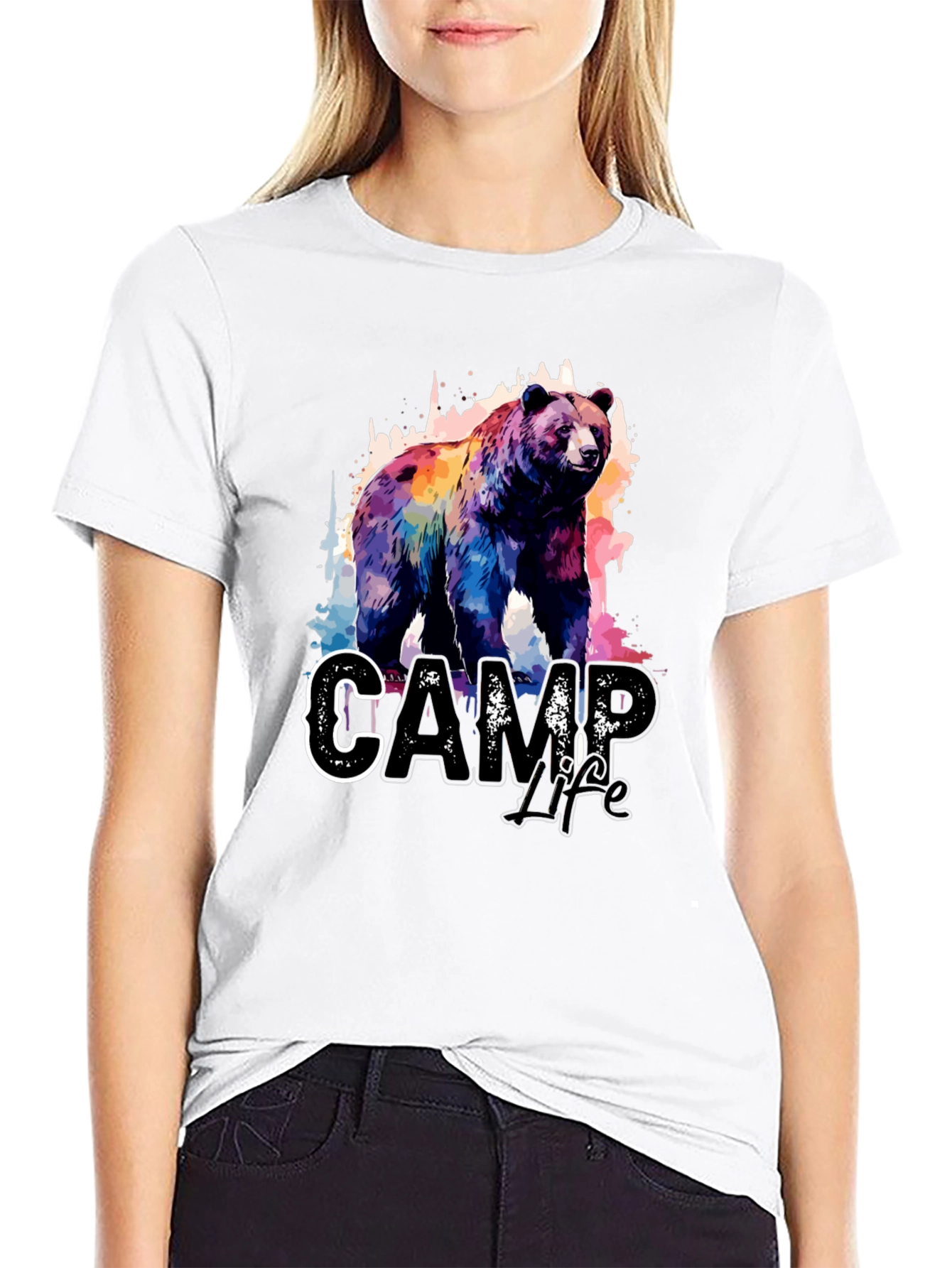 Camp Life Bear Graphic Tee - Black