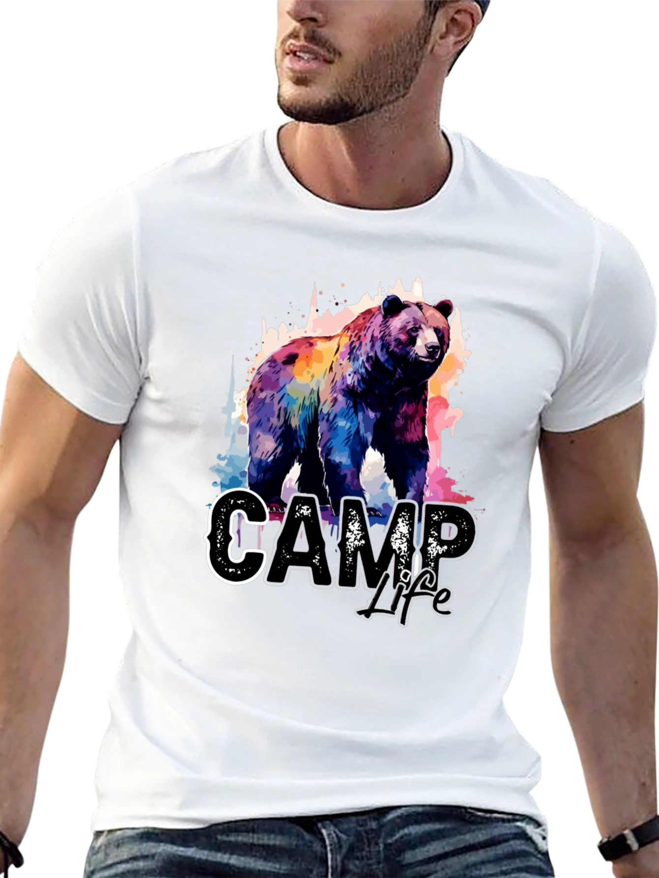 Camp Life Bear Graphic Tee - Black