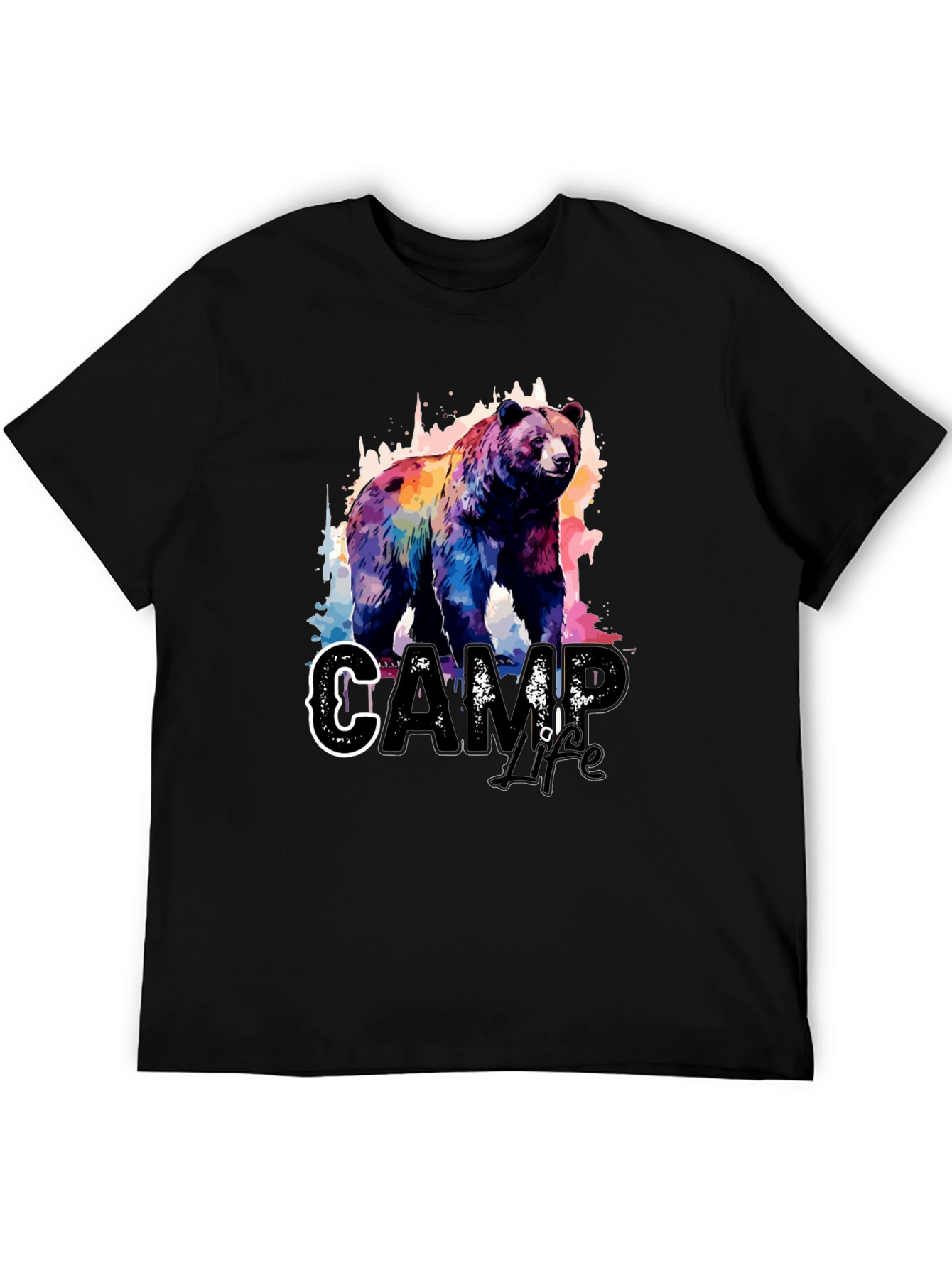 Camp Life Bear Graphic Tee - Black