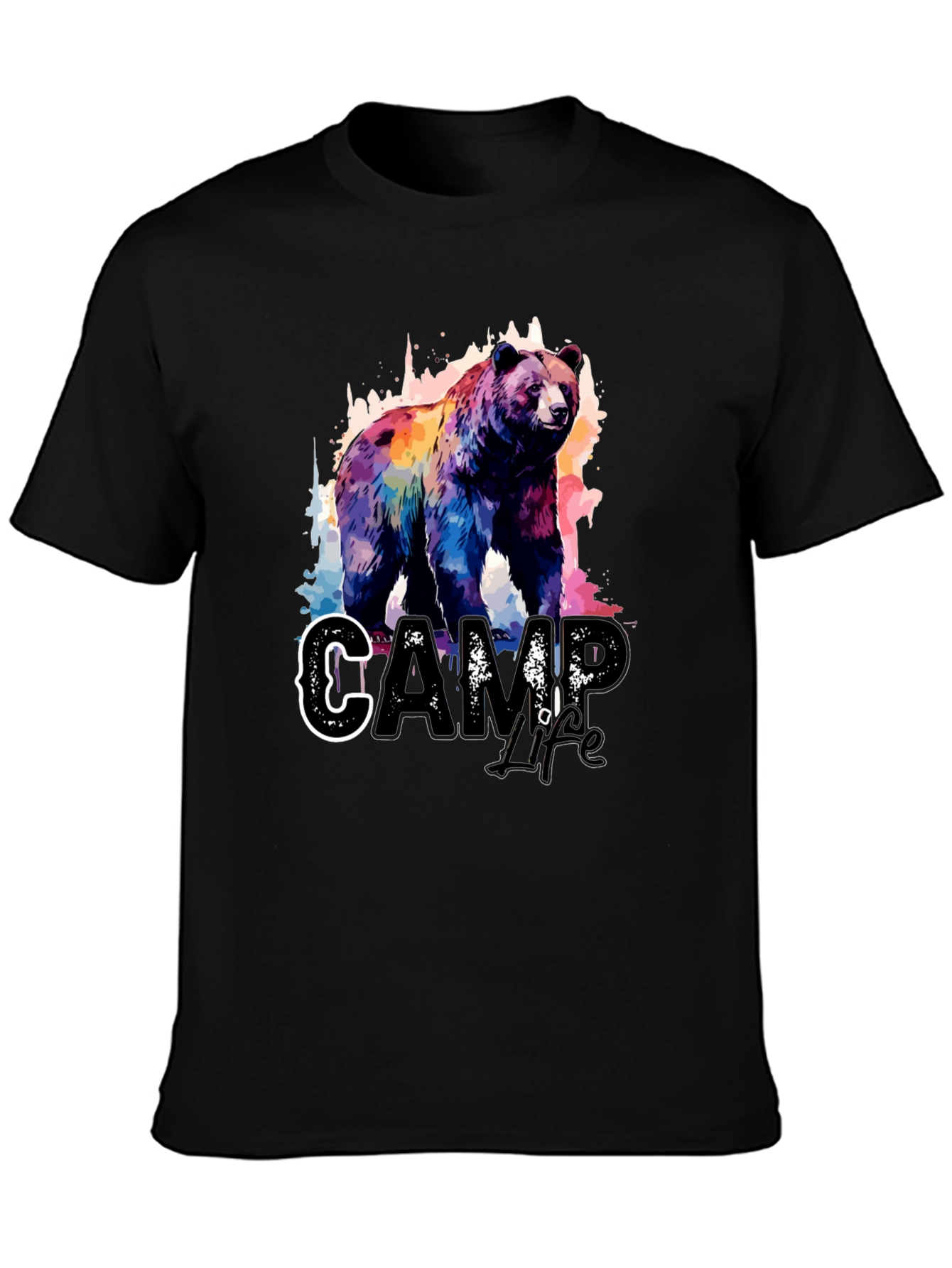 Camp Life Bear Graphic Tee - Black