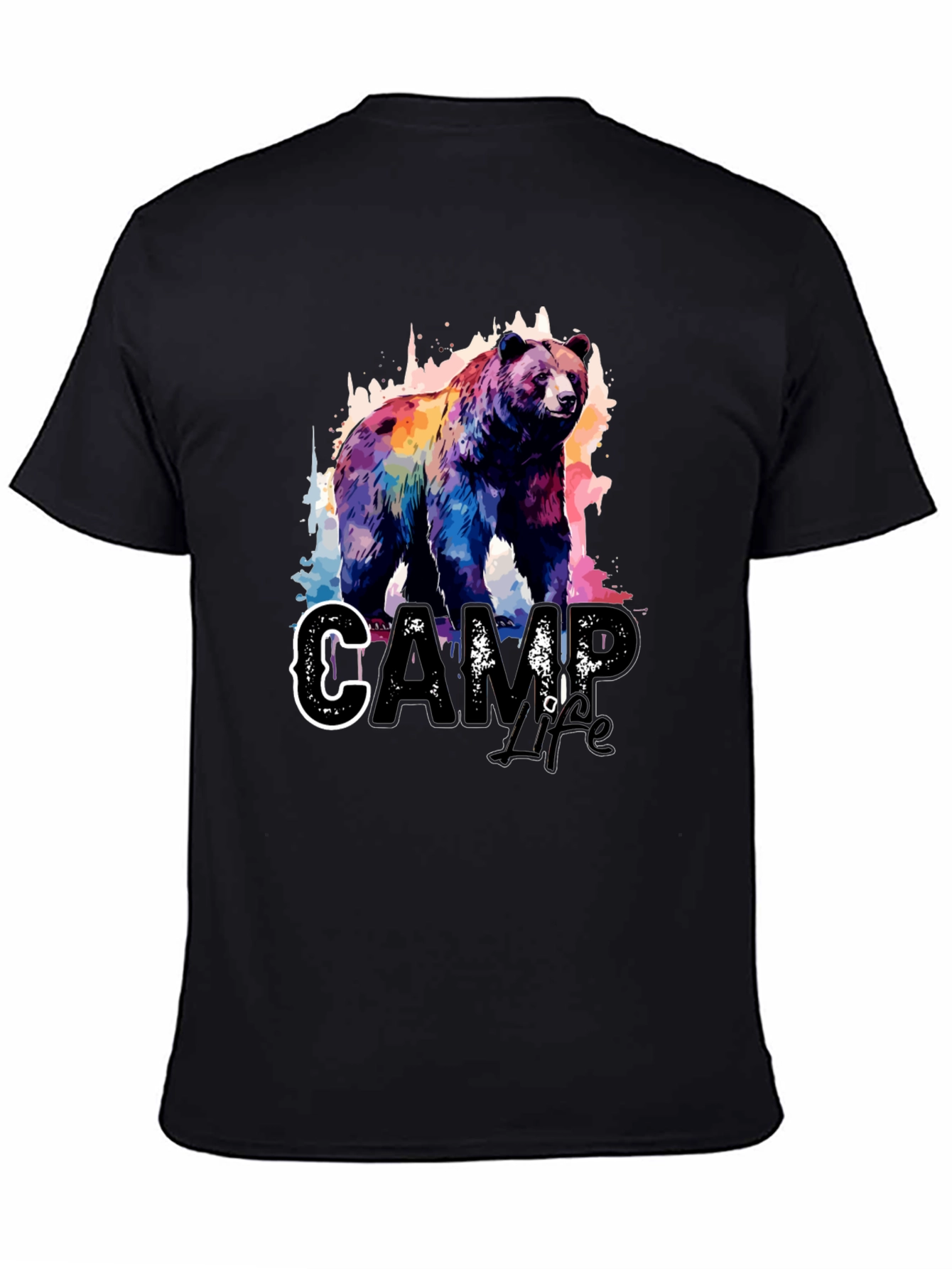 Camp Life Bear Graphic Tee - Black
