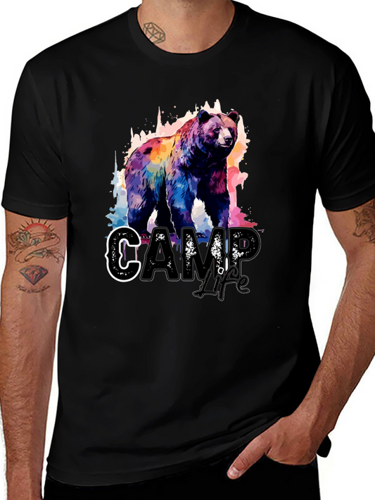 Camp Life Bear Graphic Tee - Black