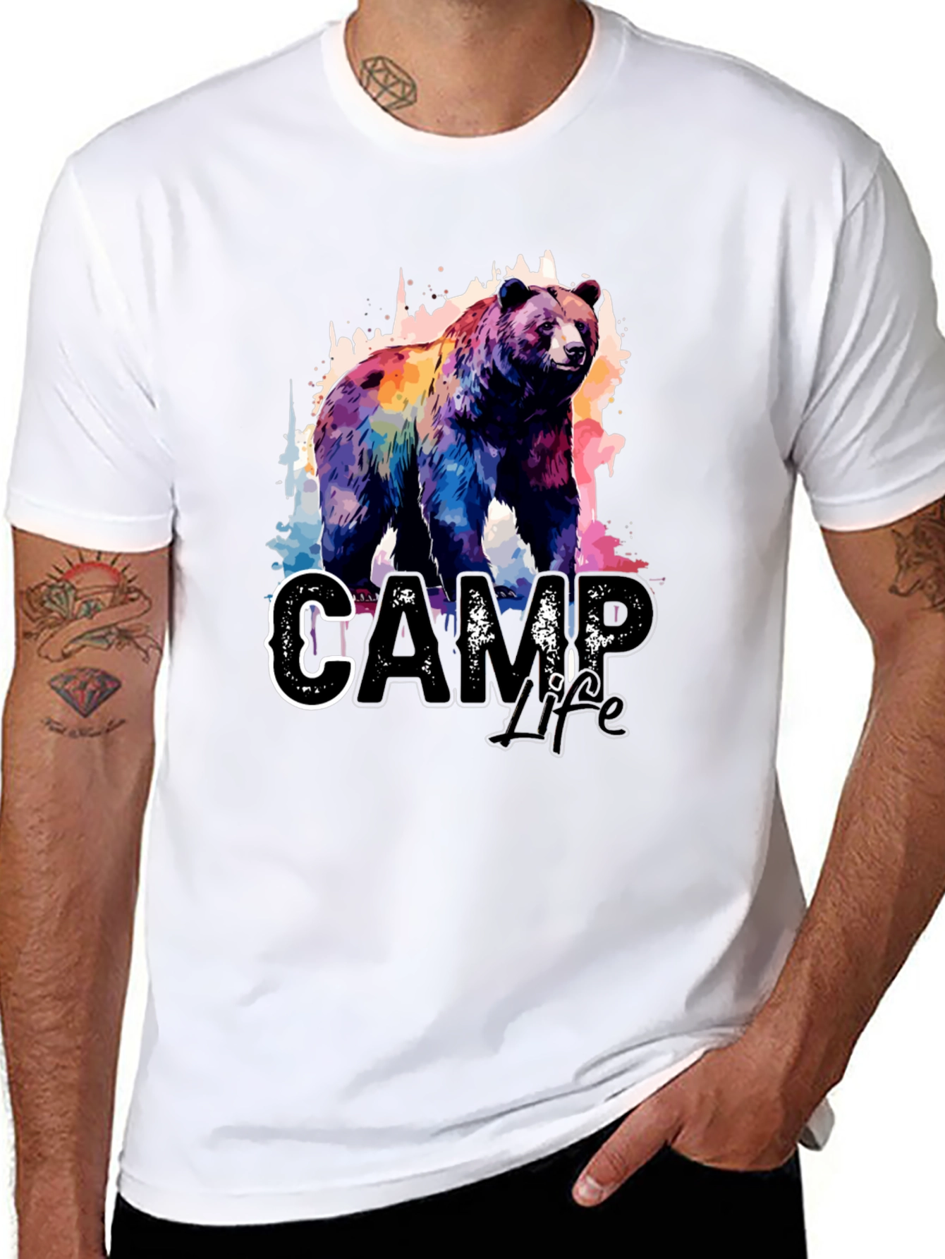 Camp Life Bear Graphic Tee - Black