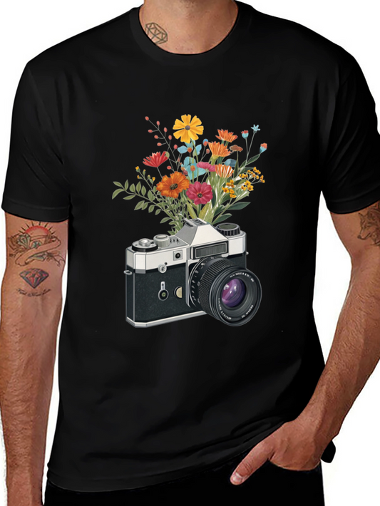 Floral Camera Graphic T-Shirt