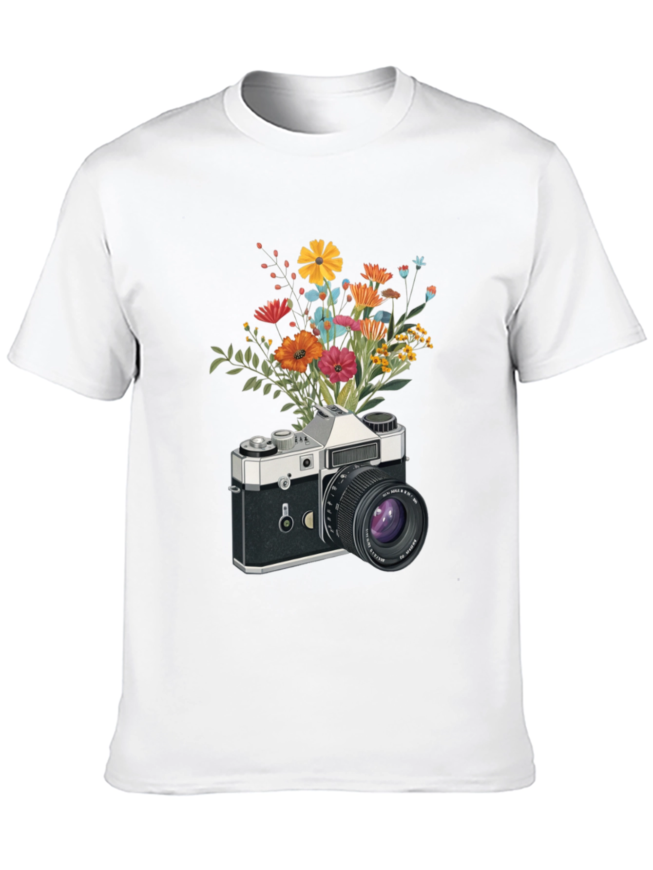 Floral Camera Graphic T-Shirt