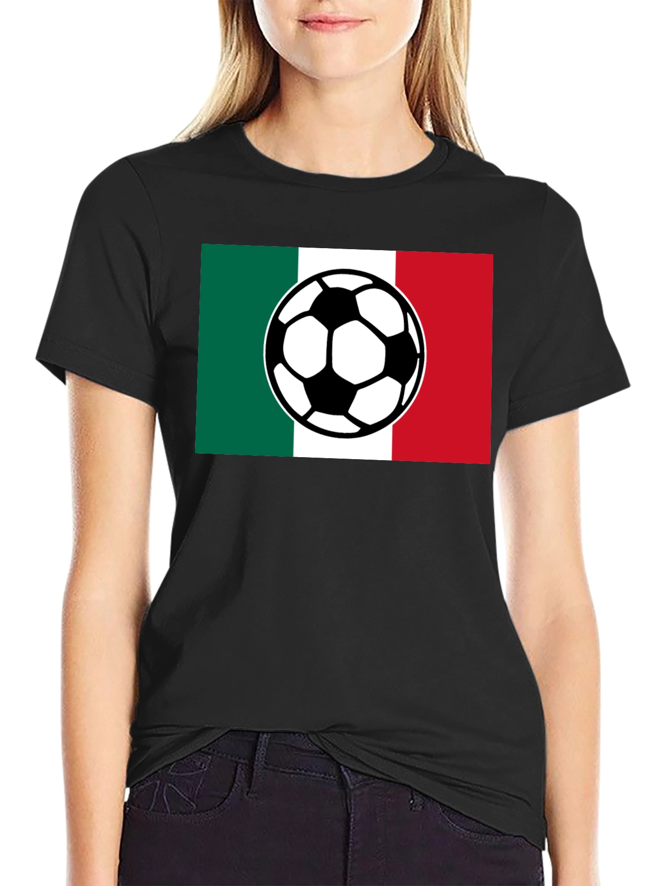 Mexico Flag Soccer Ball Graphic Tee