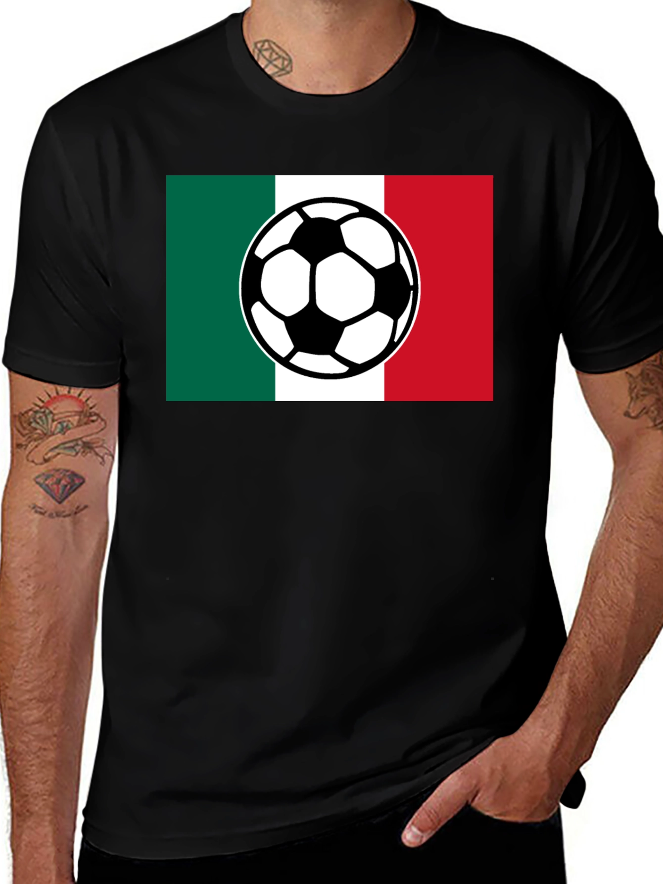 Mexico Flag Soccer Ball Graphic Tee