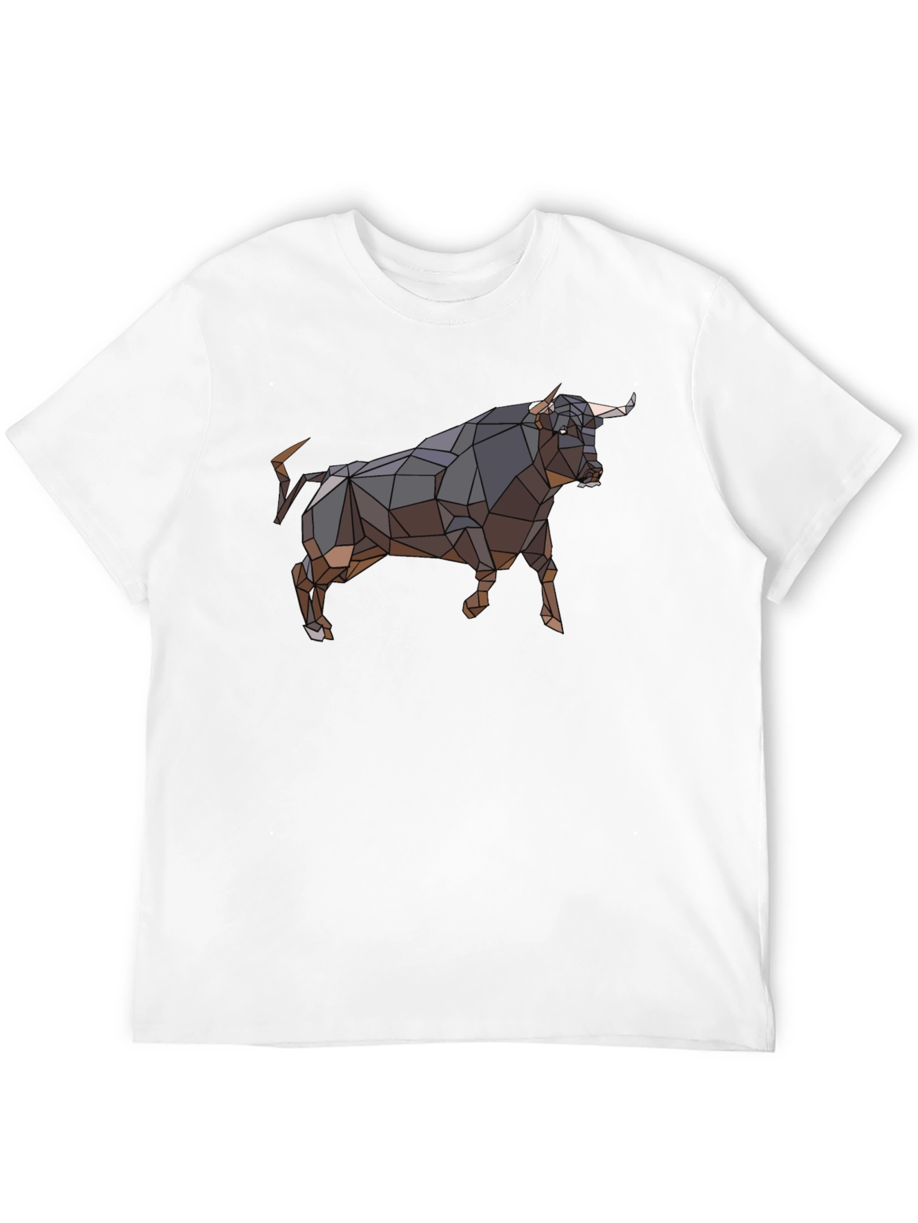 Geometric Bull Graphic Tee - Black