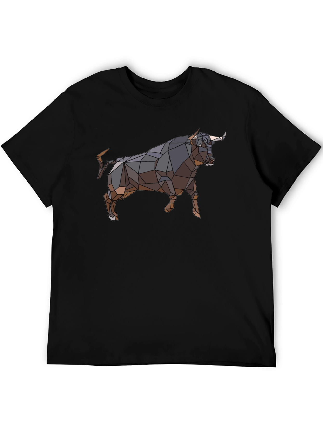 Geometric Bull Graphic Tee - Black