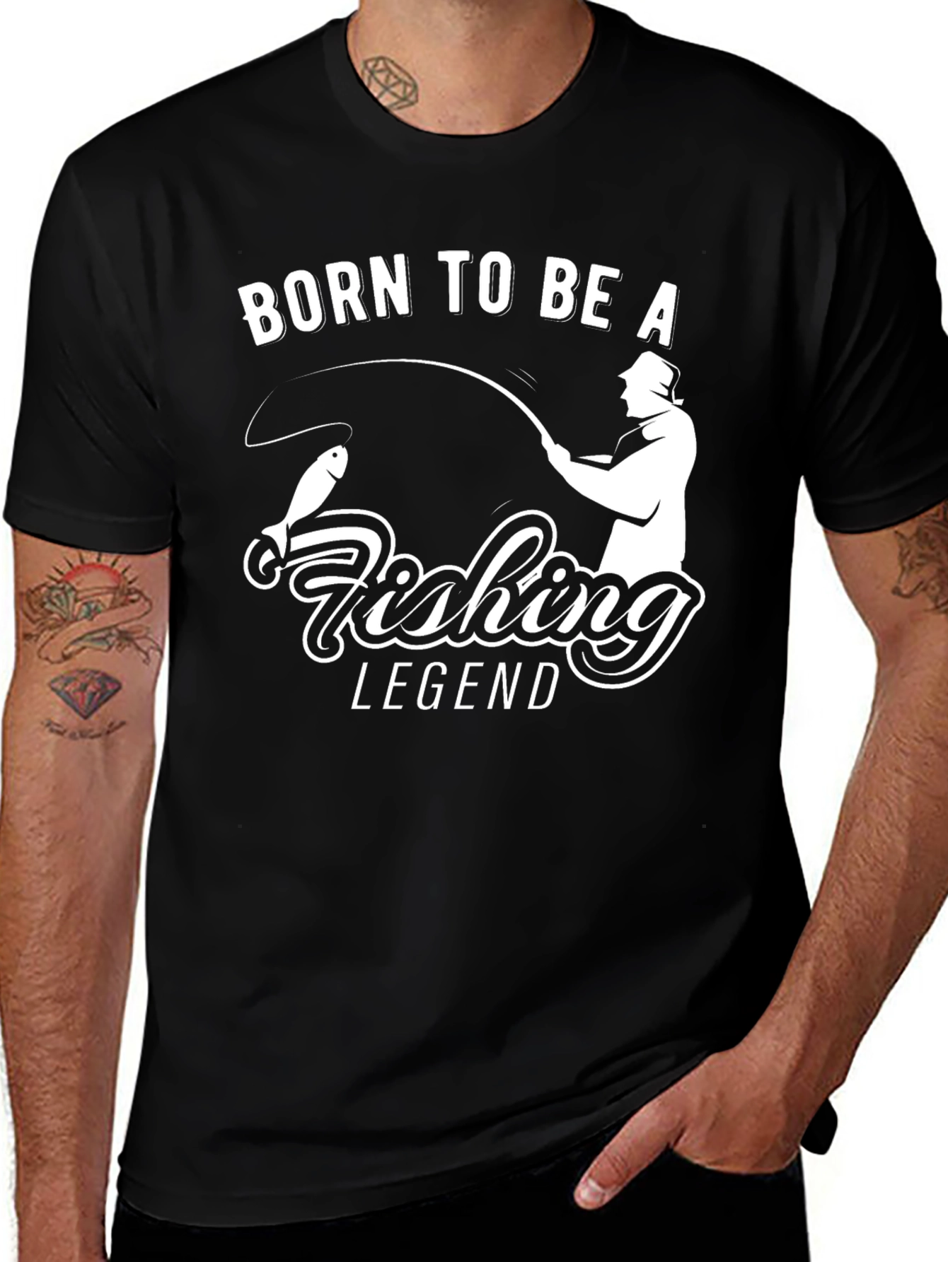 Born to Be A Fishing Legend Black T-Shirt