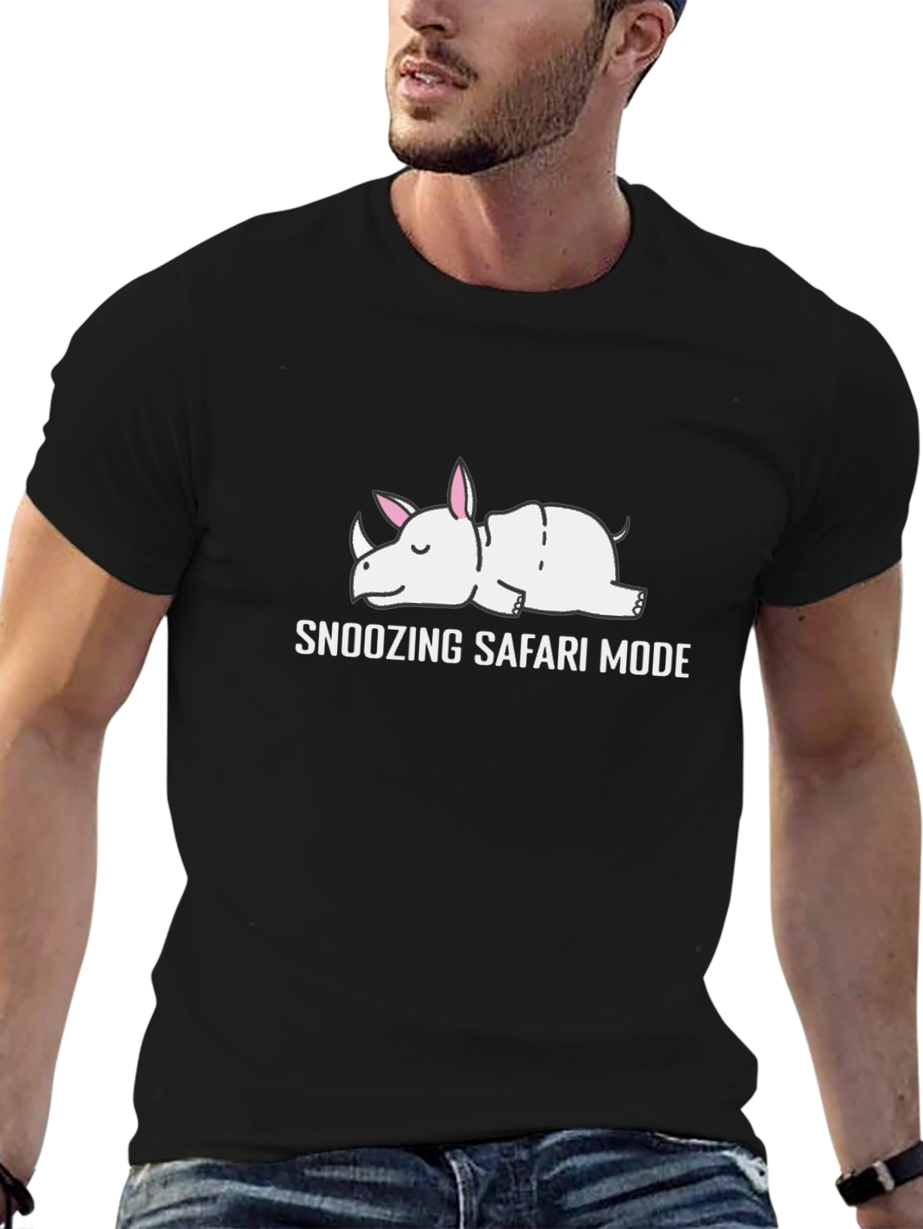 Snoozing Safari Mode Rhino Graphic T-Shirt