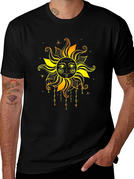 Sun Graphic Tee - Black Cotton T-Shirt