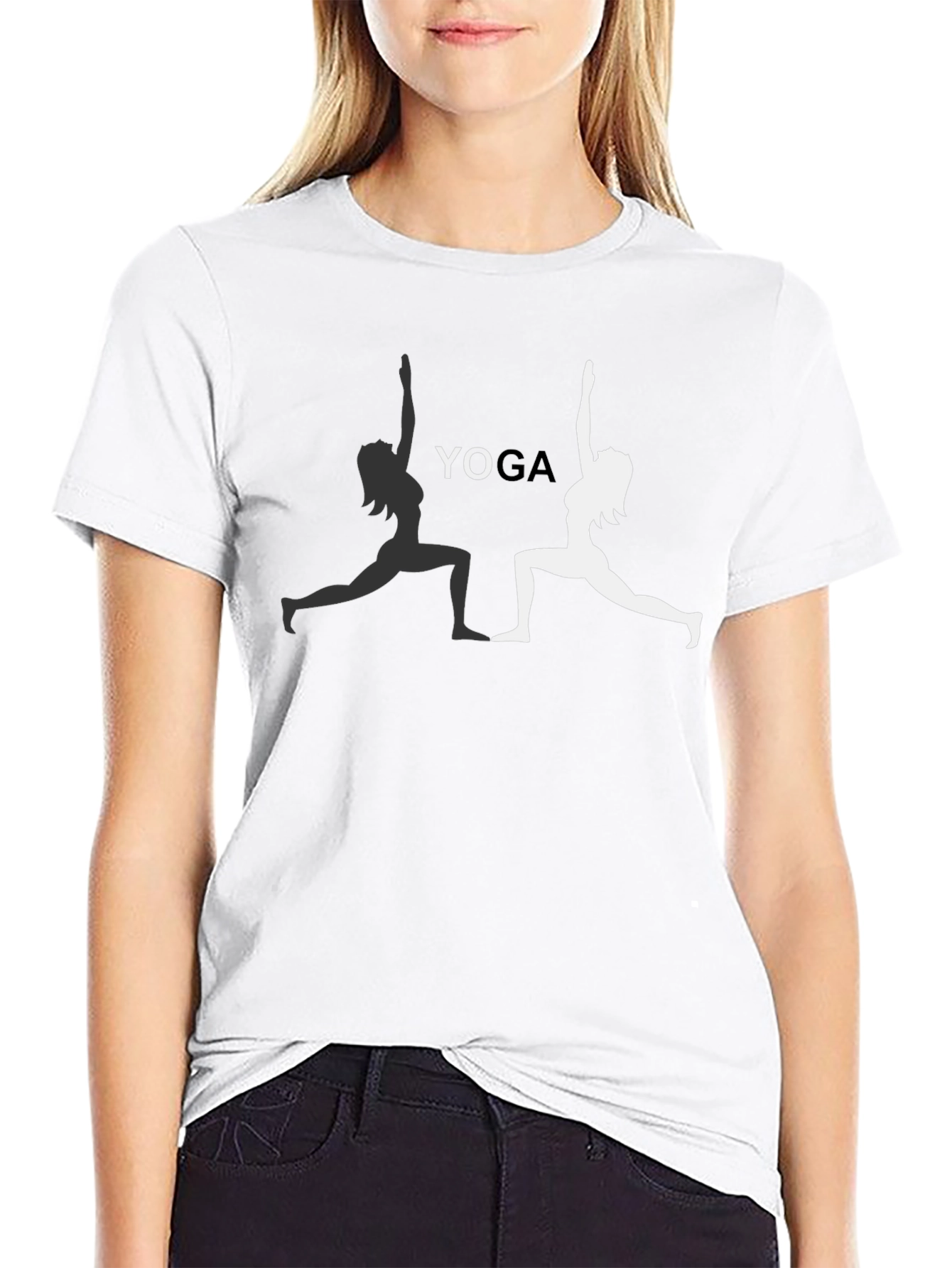 Yoga Pose Graphic Tee - Black Cotton T-Shirt