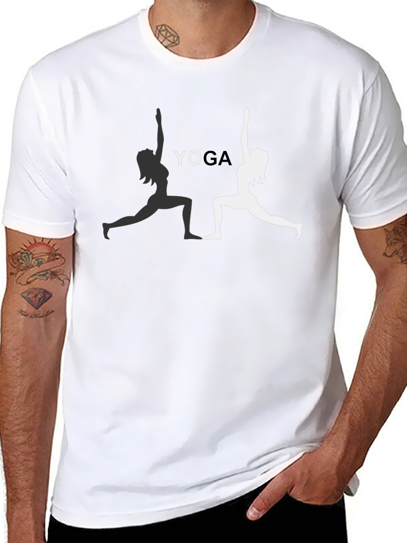 Yoga Pose Graphic Tee - Black Cotton T-Shirt