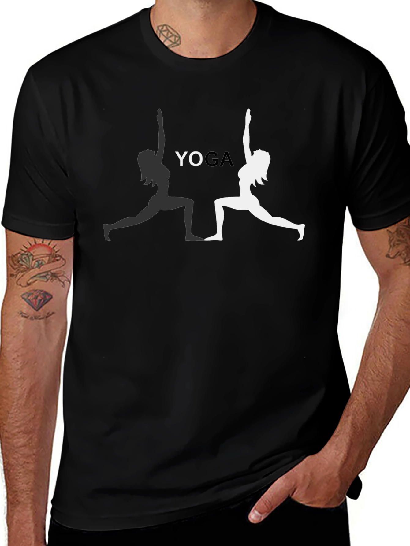 Yoga Pose Graphic Tee - Black Cotton T-Shirt