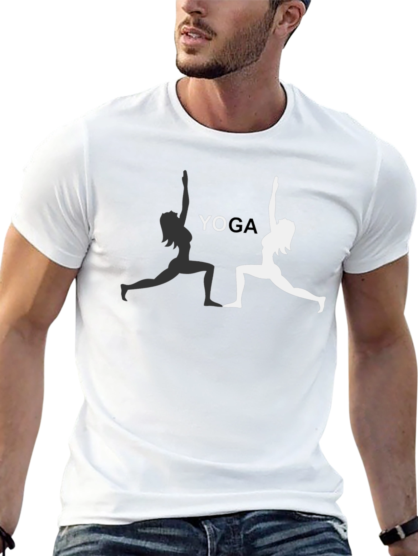 Yoga Pose Graphic Tee - Black Cotton T-Shirt