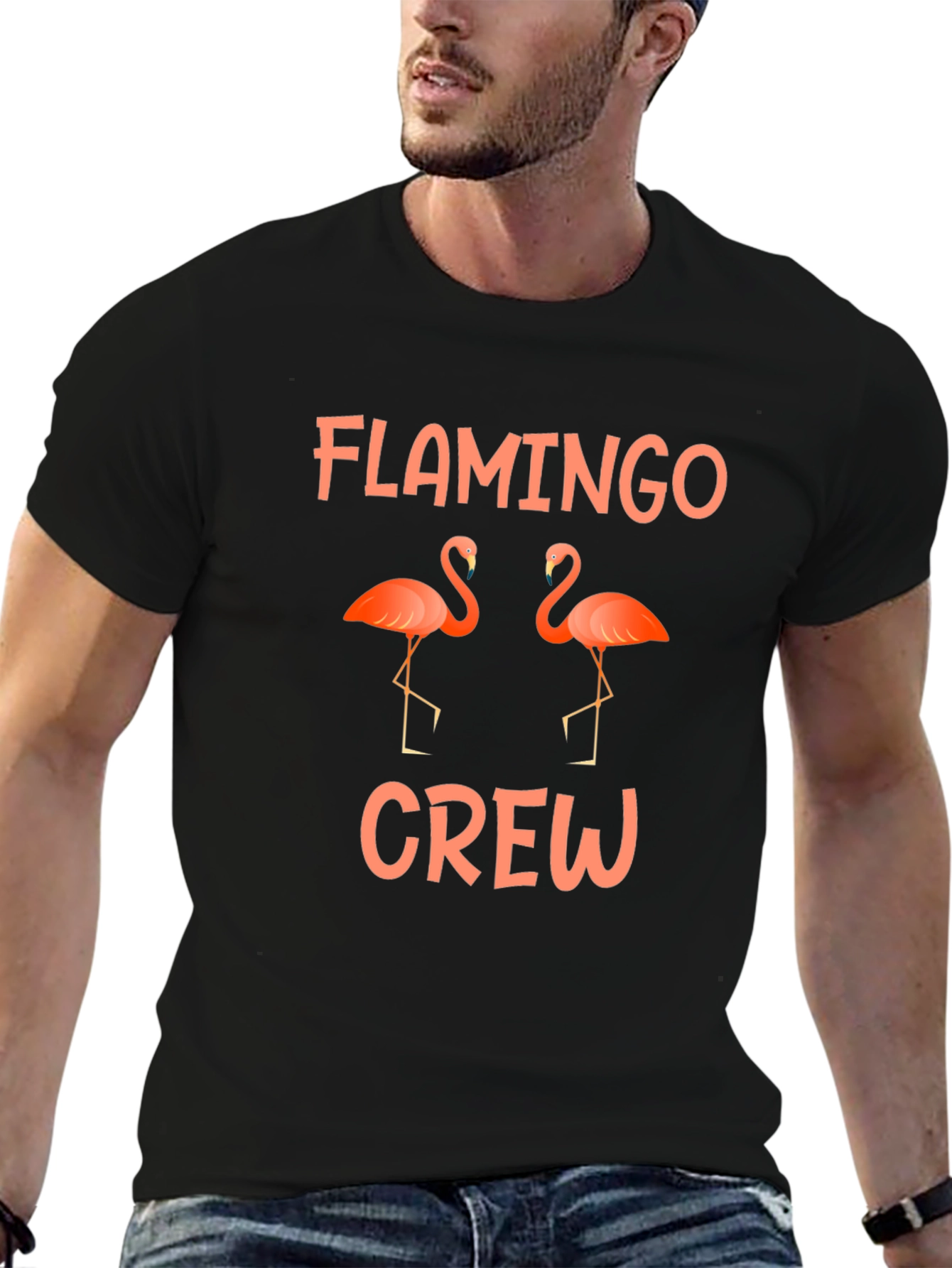 Flamingo Crew Graphic Tee - Mens Black T-Shirt