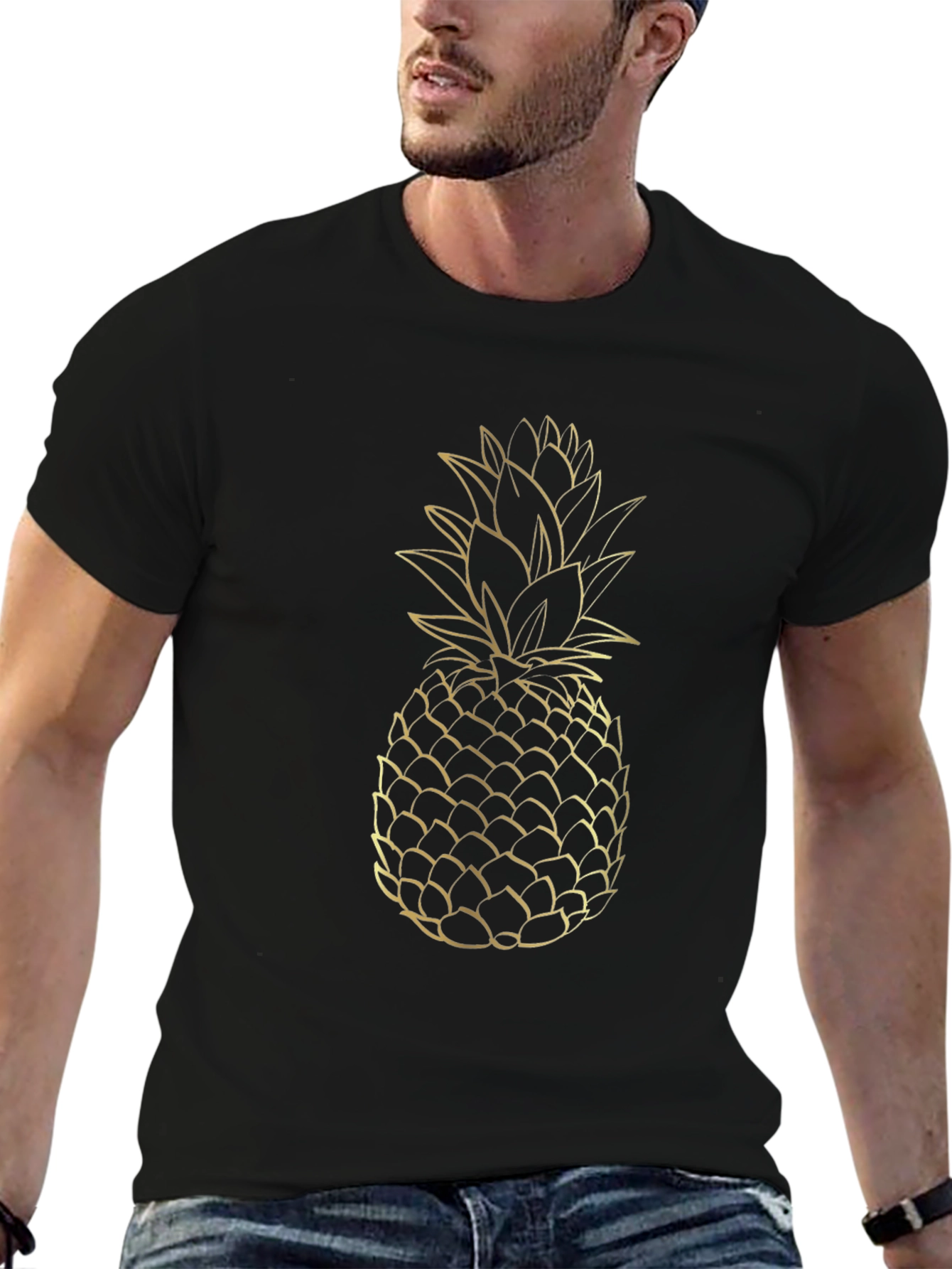 Gold Pineapple Graphic T-Shirt