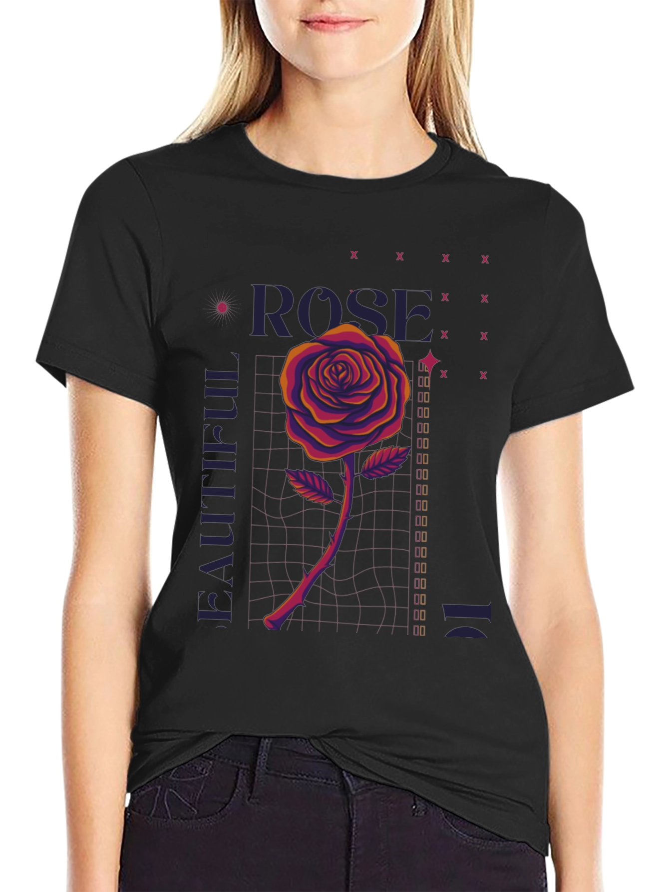 Rose Graphic Print Tee - Beautiful Design