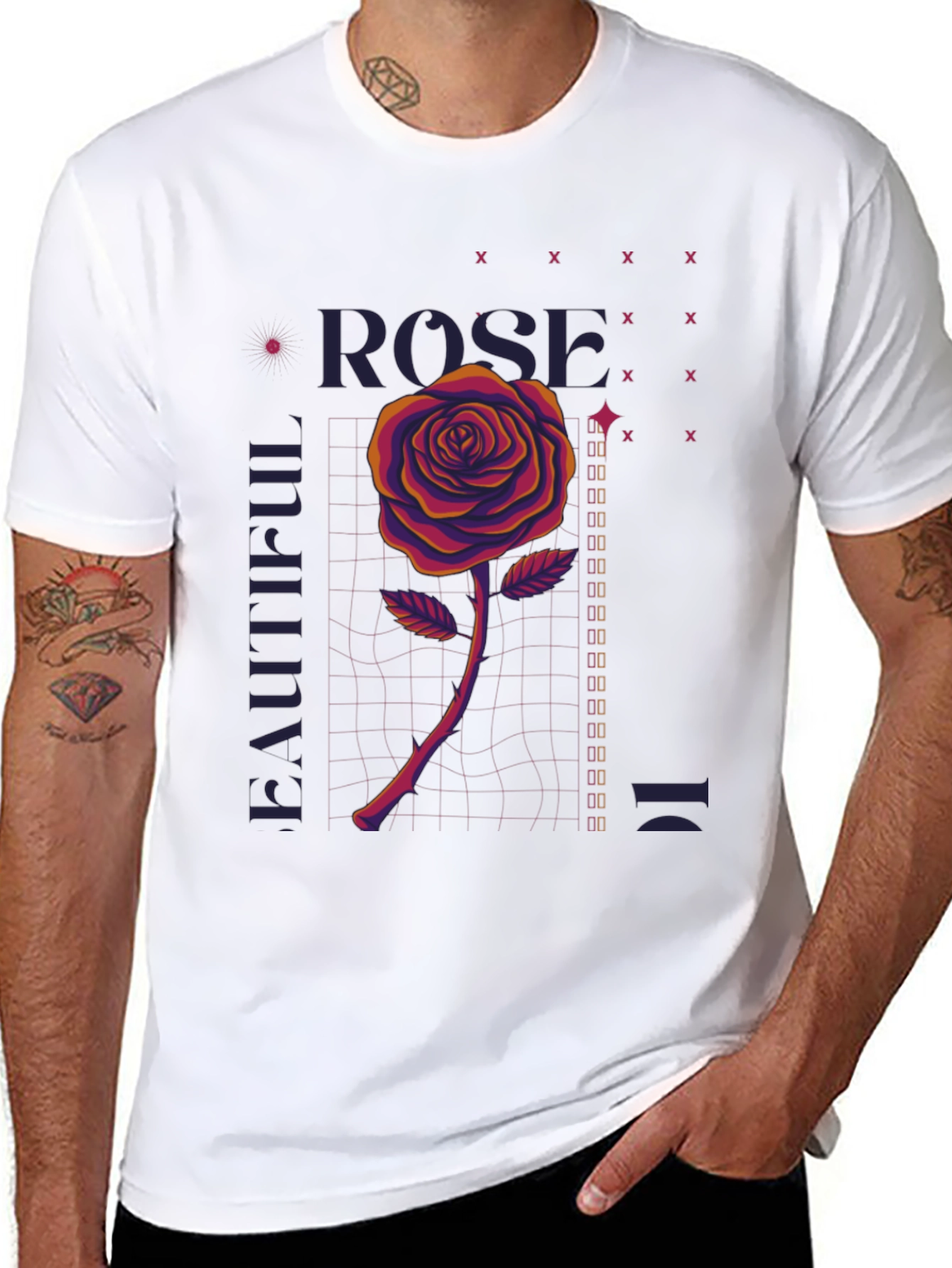 Rose Graphic Print Tee - Beautiful Design