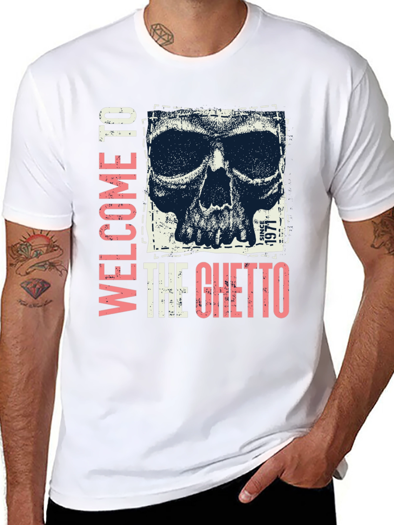 Welcome To The Ghetto Skull Graphic Tee