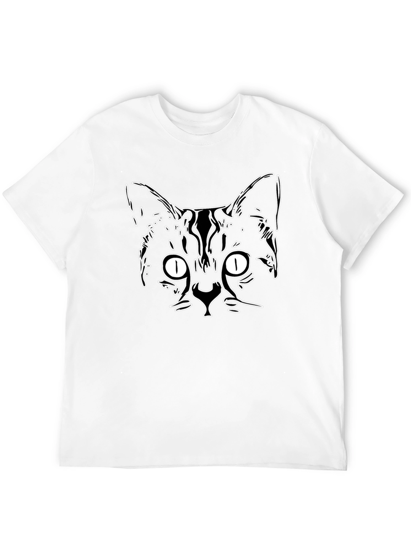Cool Cat Outline Graphic Tee - Black