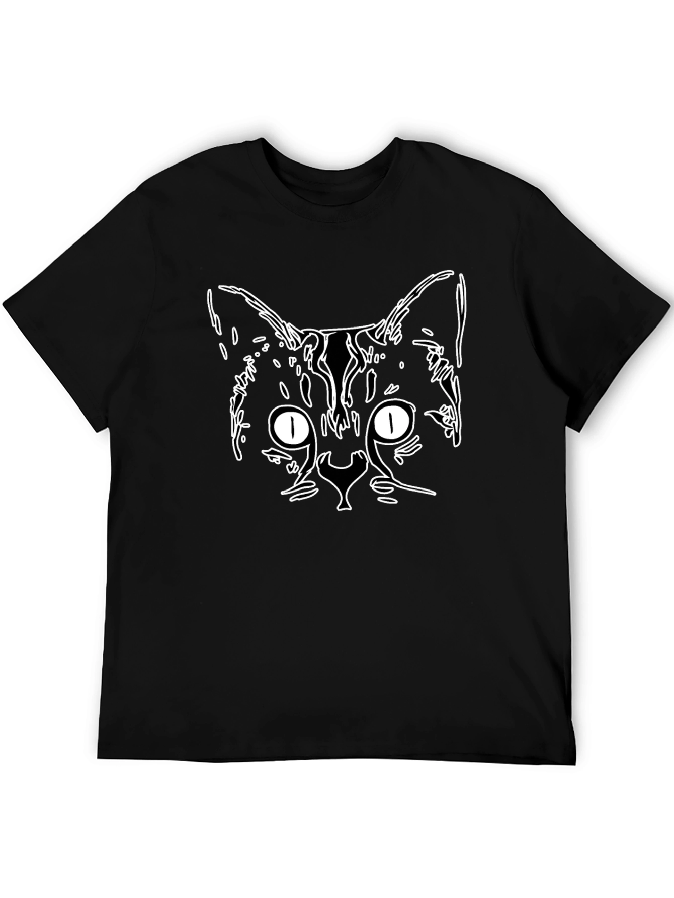 Cool Cat Outline Graphic Tee - Black