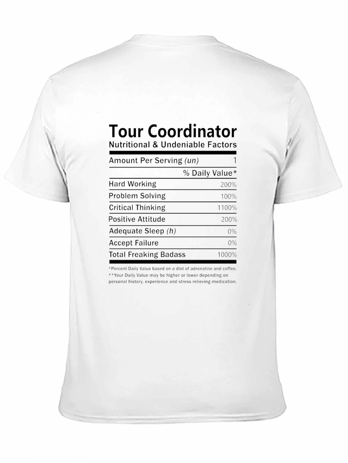Tour Coordinator Nutrition Facts T-Shirt