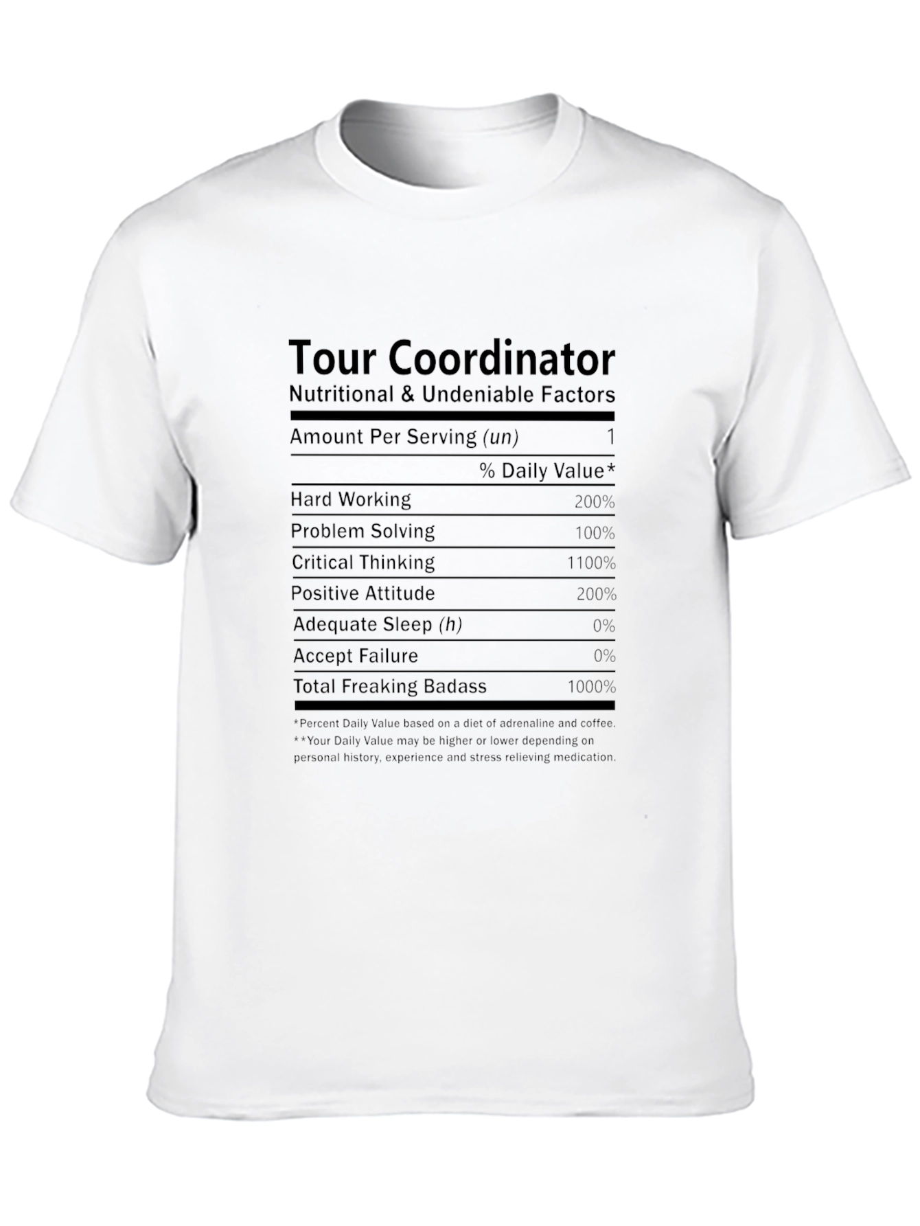 Tour Coordinator Nutrition Facts T-Shirt