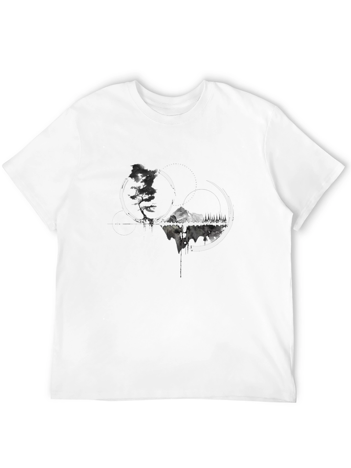 Abstract Mountain Graphic Tee - Black