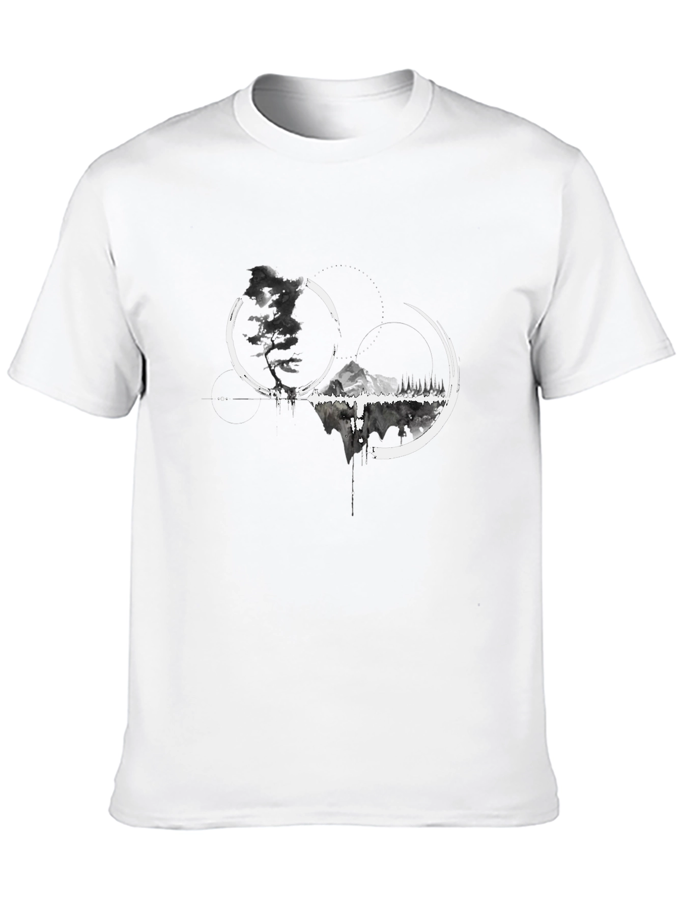 Abstract Mountain Graphic Tee - Black
