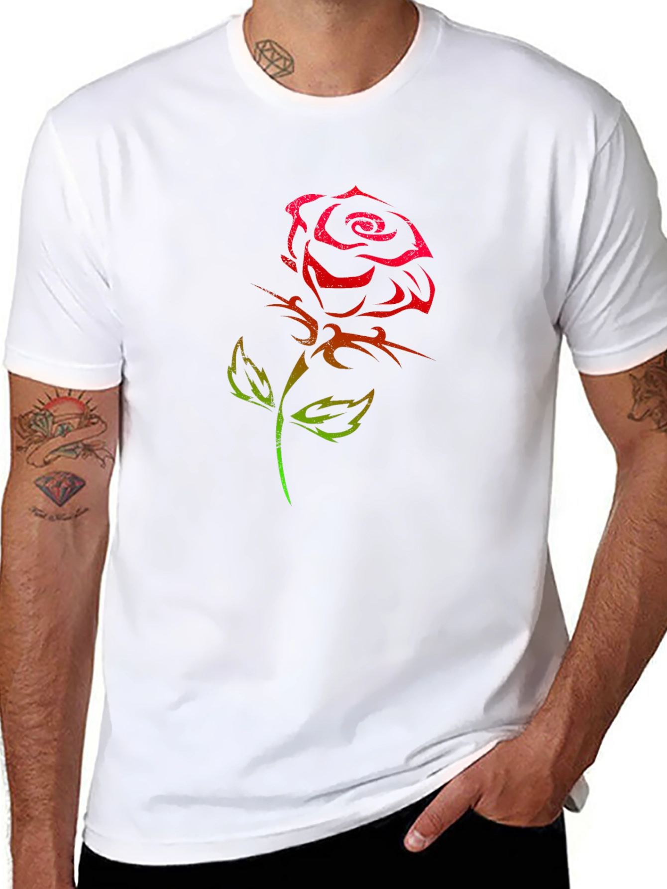 Rose Tattoo Graphic Black T-Shirt