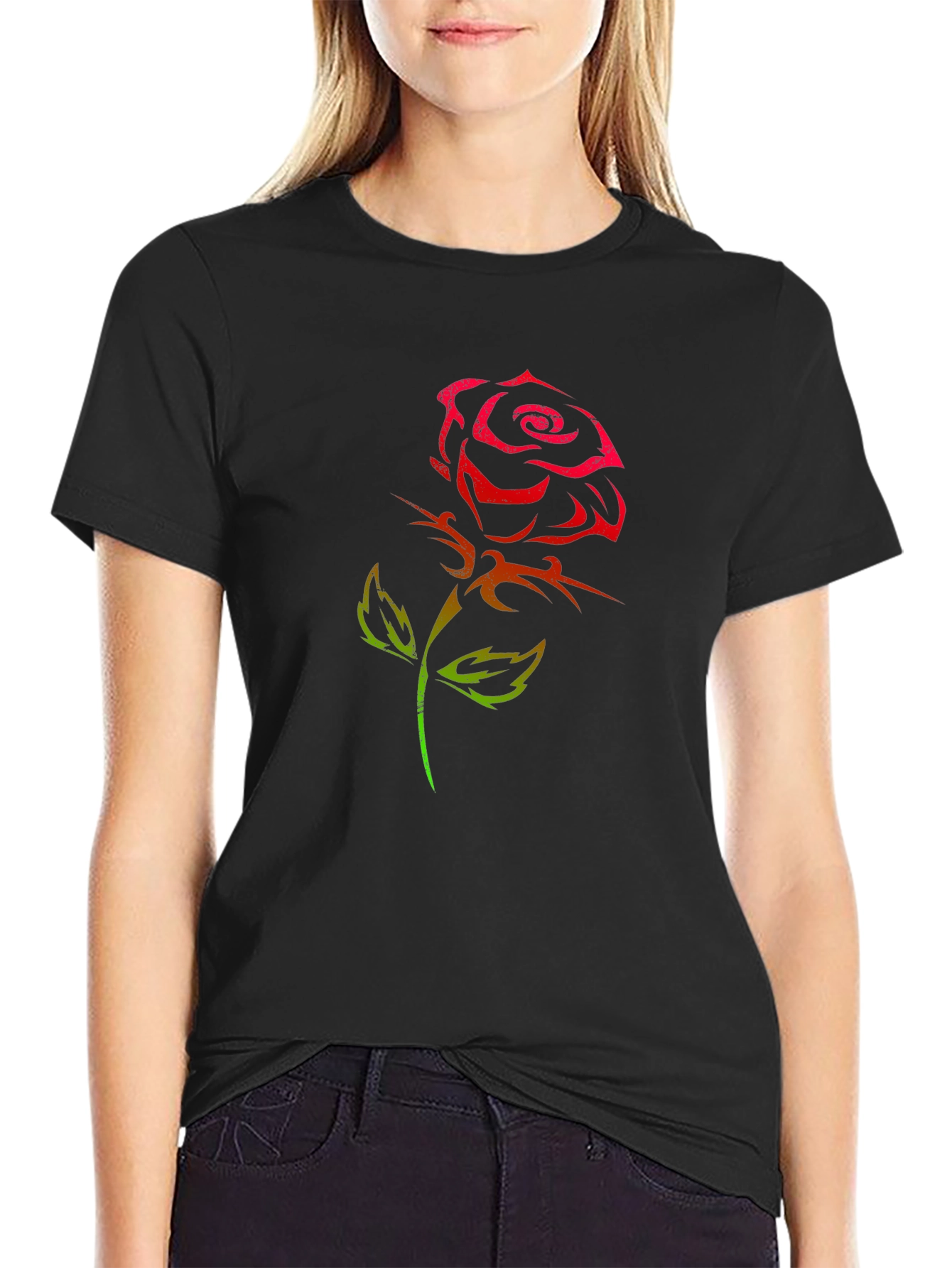 Rose Tattoo Graphic Black T-Shirt