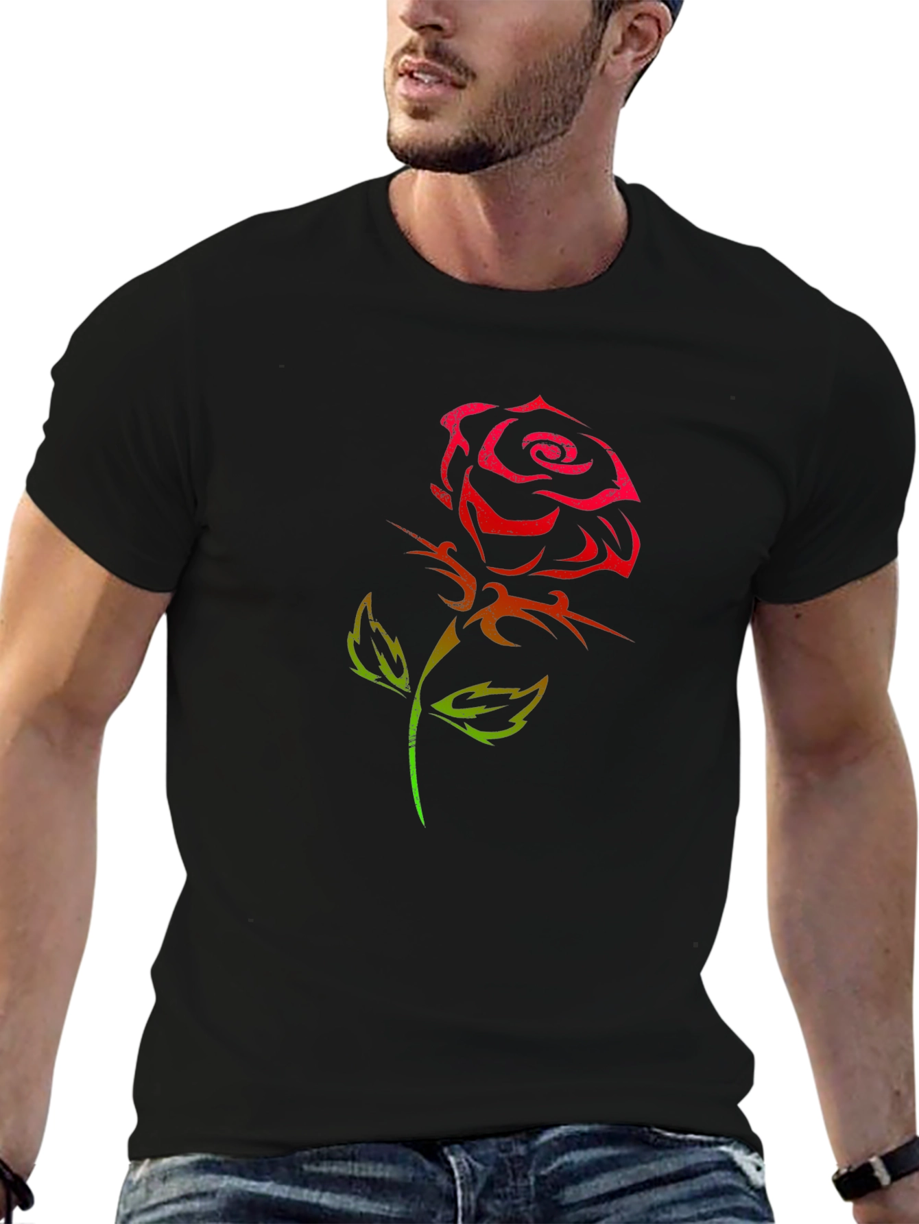 Rose Tattoo Graphic Black T-Shirt