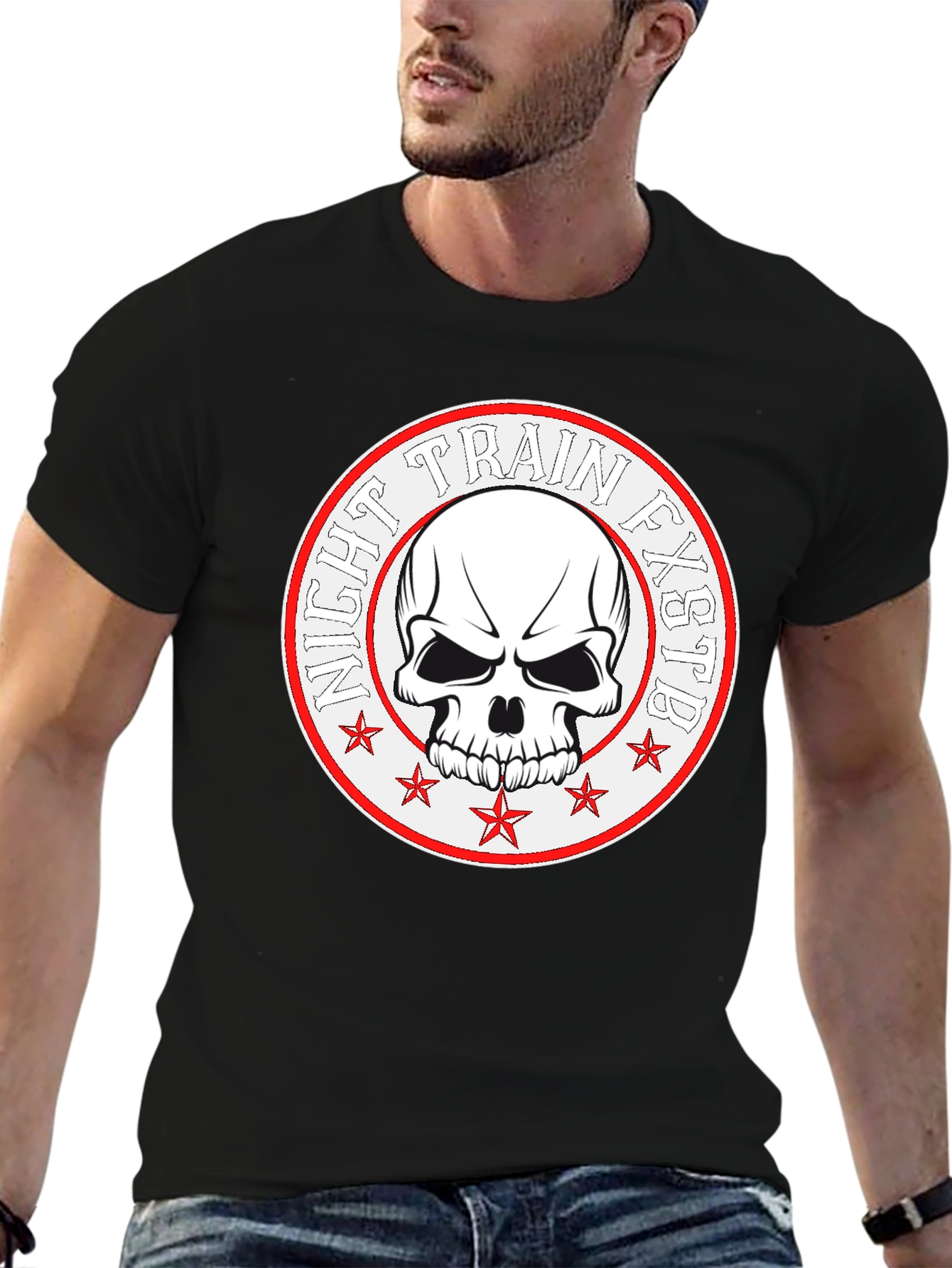 Night Train FXSTB Skull Graphic T-Shirt