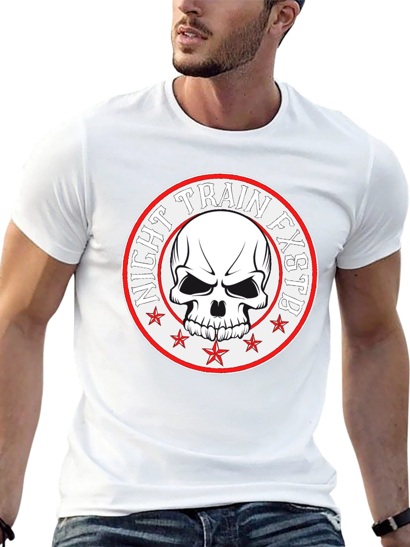 Night Train FXSTB Skull Graphic T-Shirt