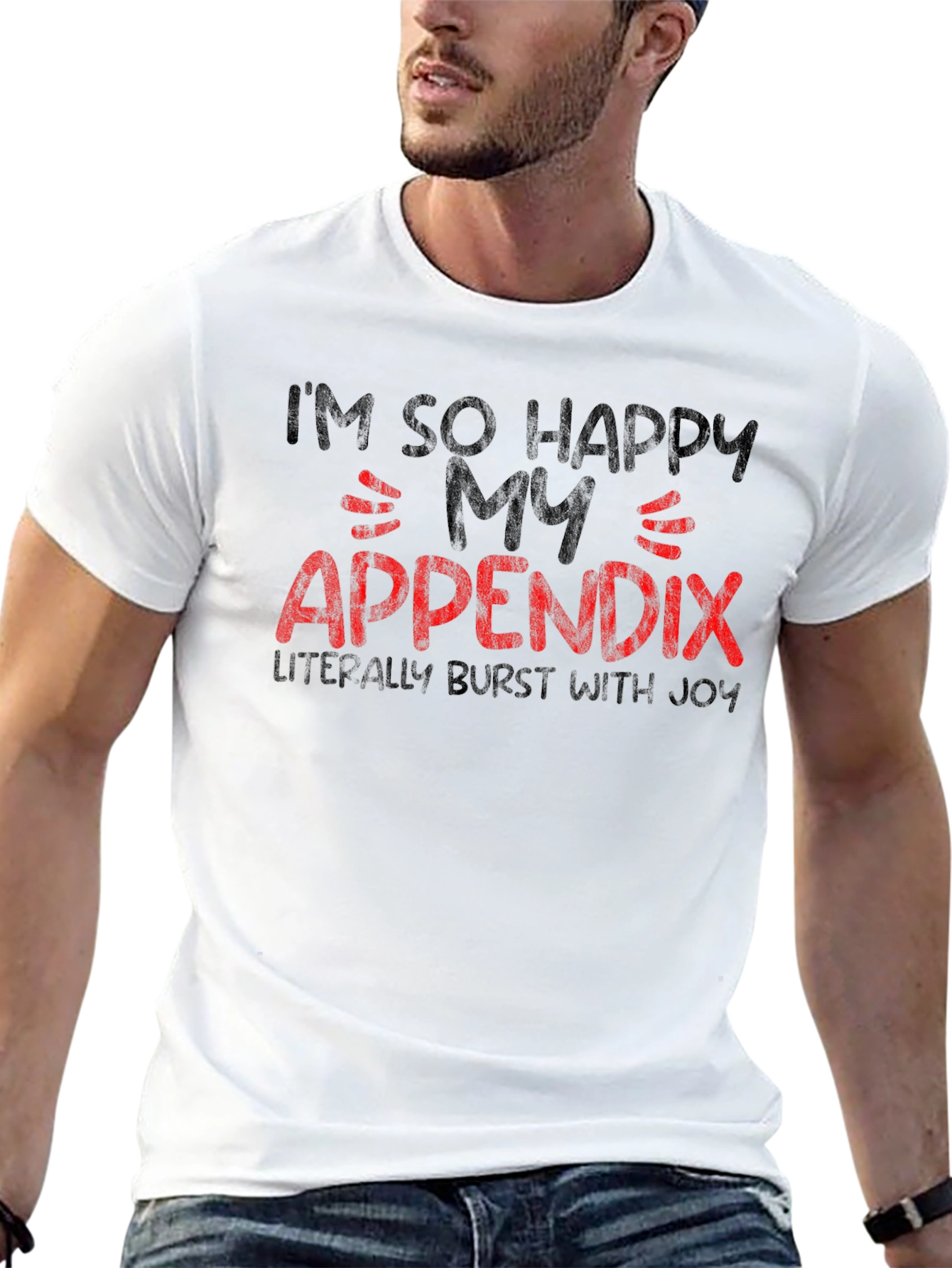 Funny Im So Happy My Appendix Burst Black T-Shirt