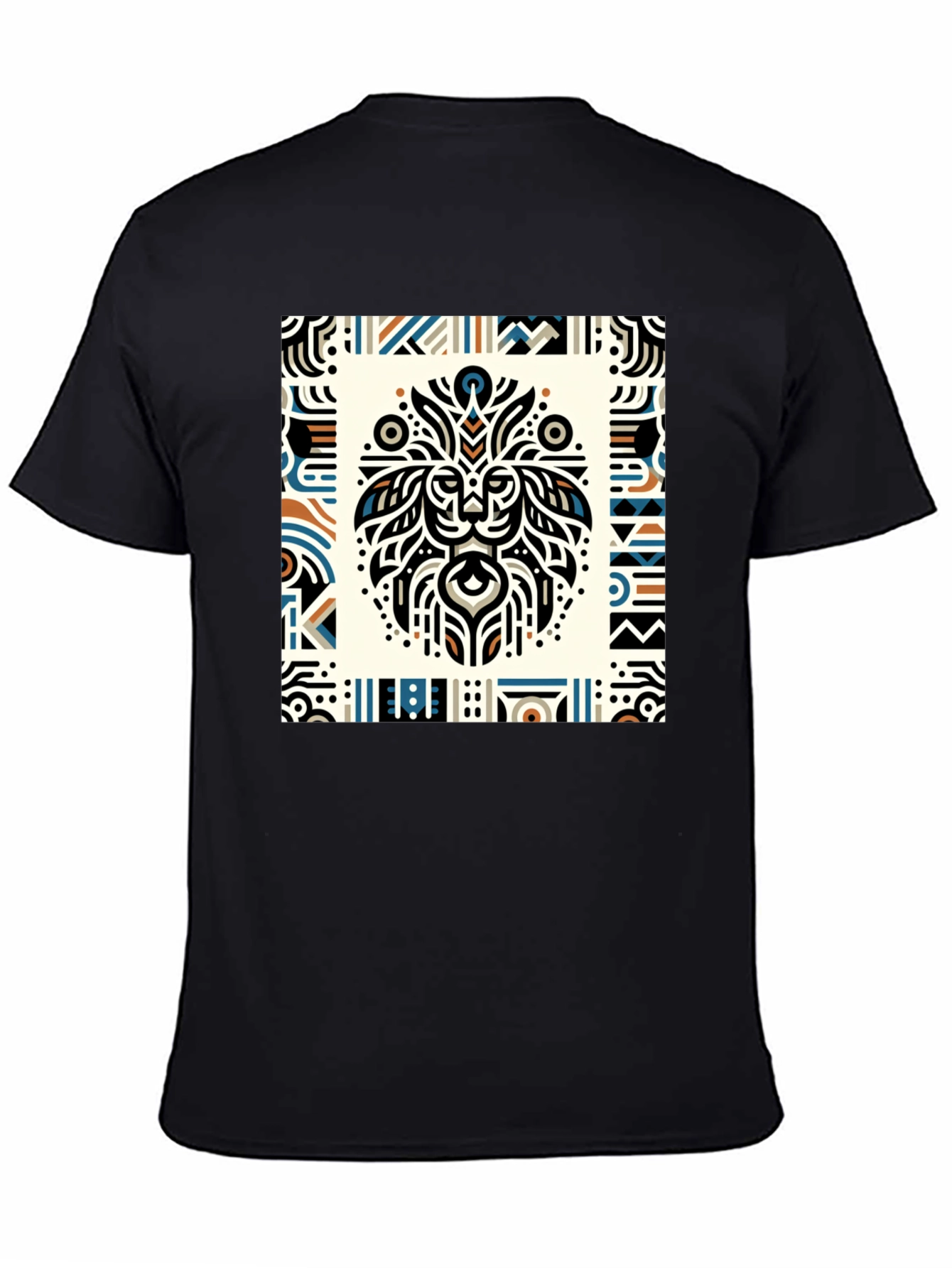 Tribal Lion Graphic Tee - Stylish Mens Black T-Shirt