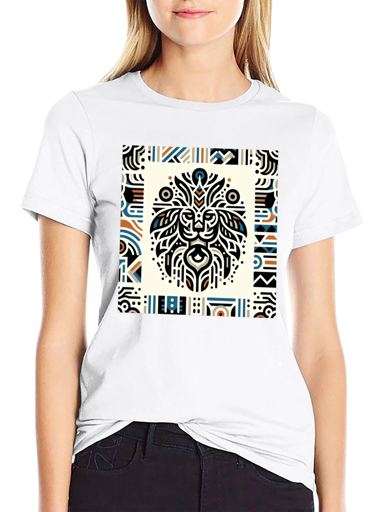 Tribal Lion Graphic Tee - Stylish Mens Black T-Shirt