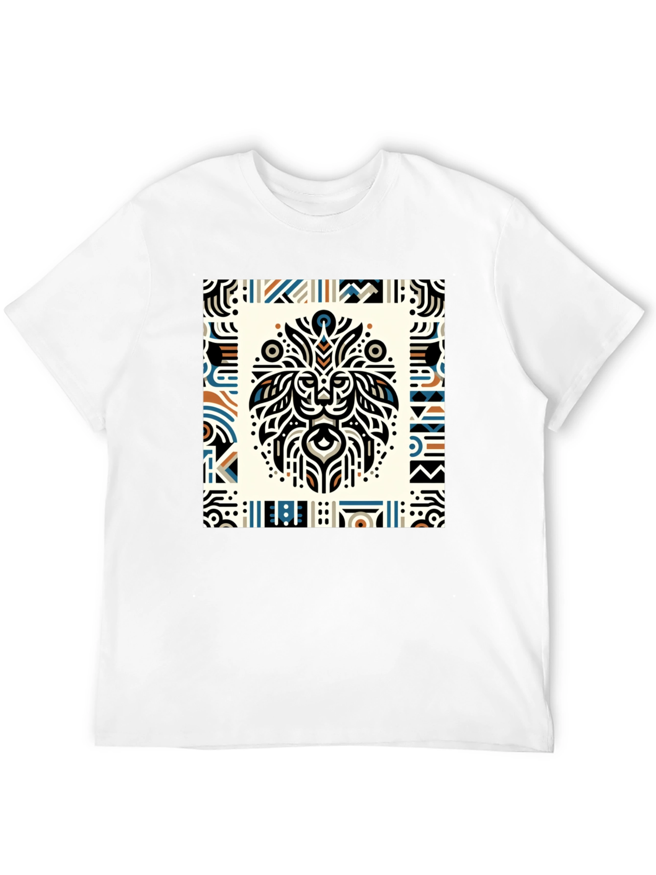 Tribal Lion Graphic Tee - Stylish Mens Black T-Shirt