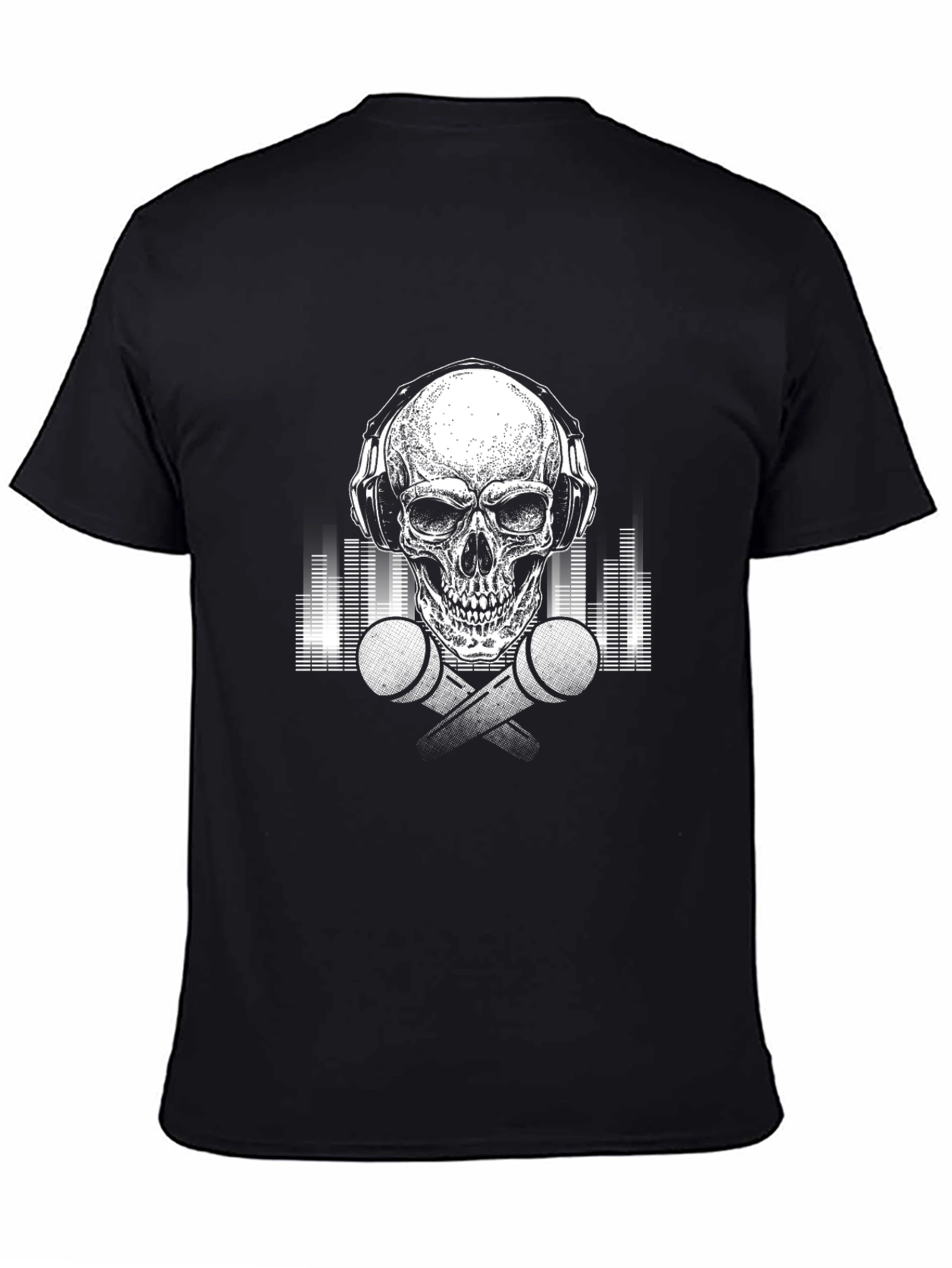 Skull DJ Graphic Tee - Black Cotton T-Shirt