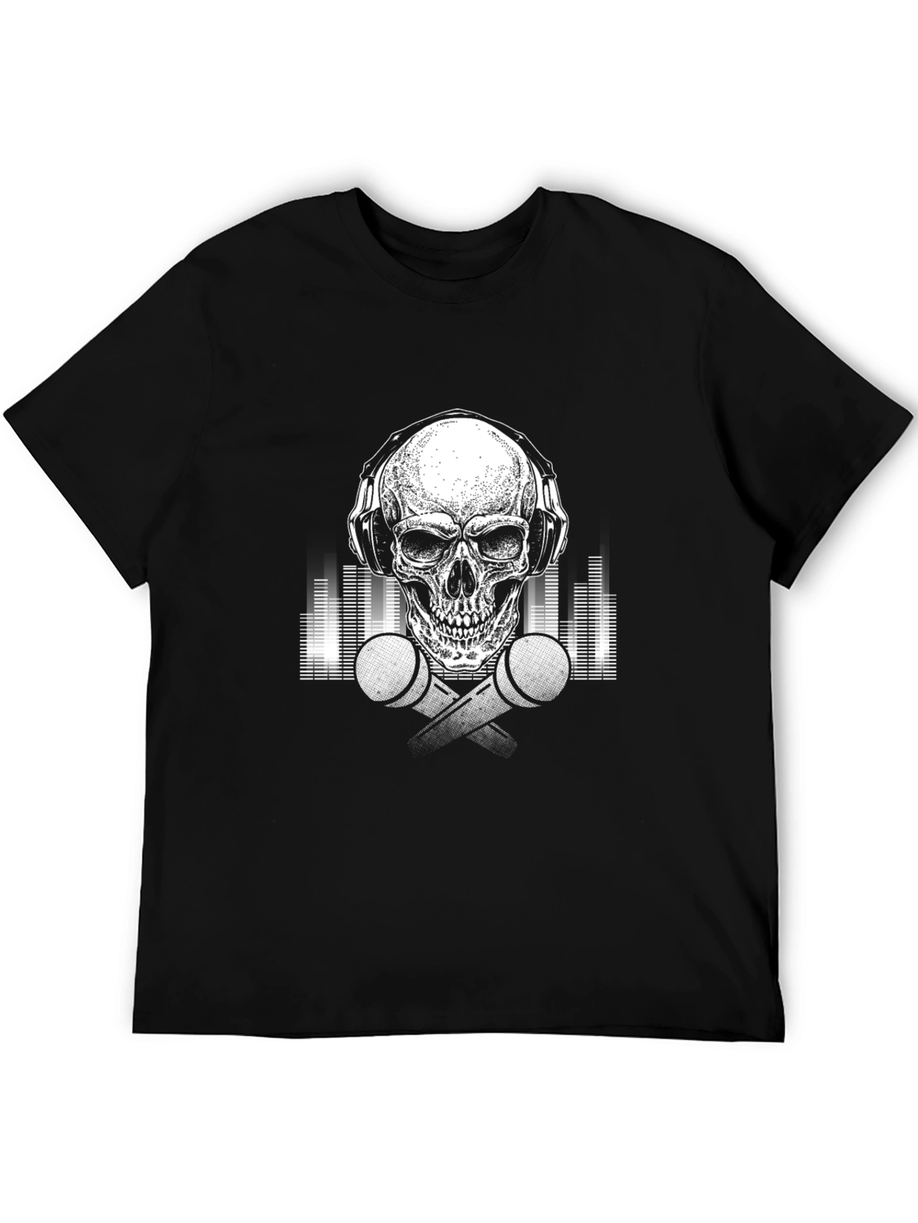 Skull DJ Graphic Tee - Black Cotton T-Shirt