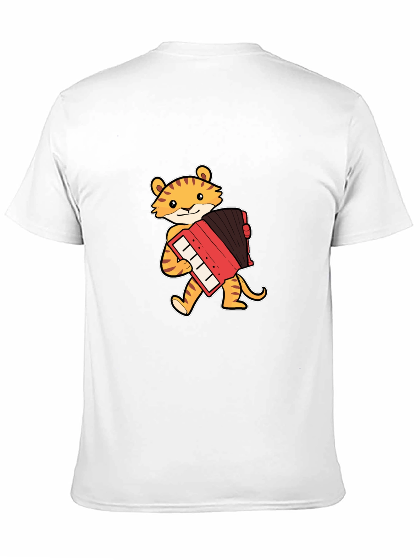 Tiger Accordion Player Black T-Shirt