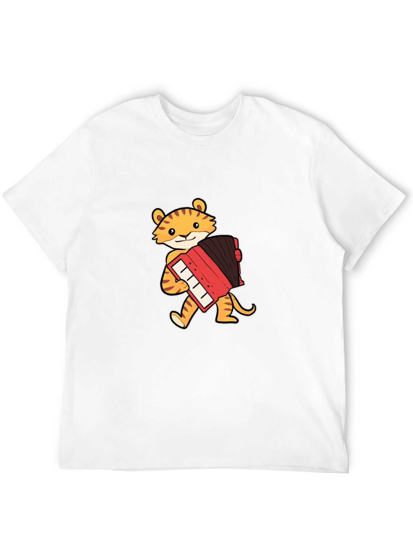 Tiger Accordion Player Black T-Shirt