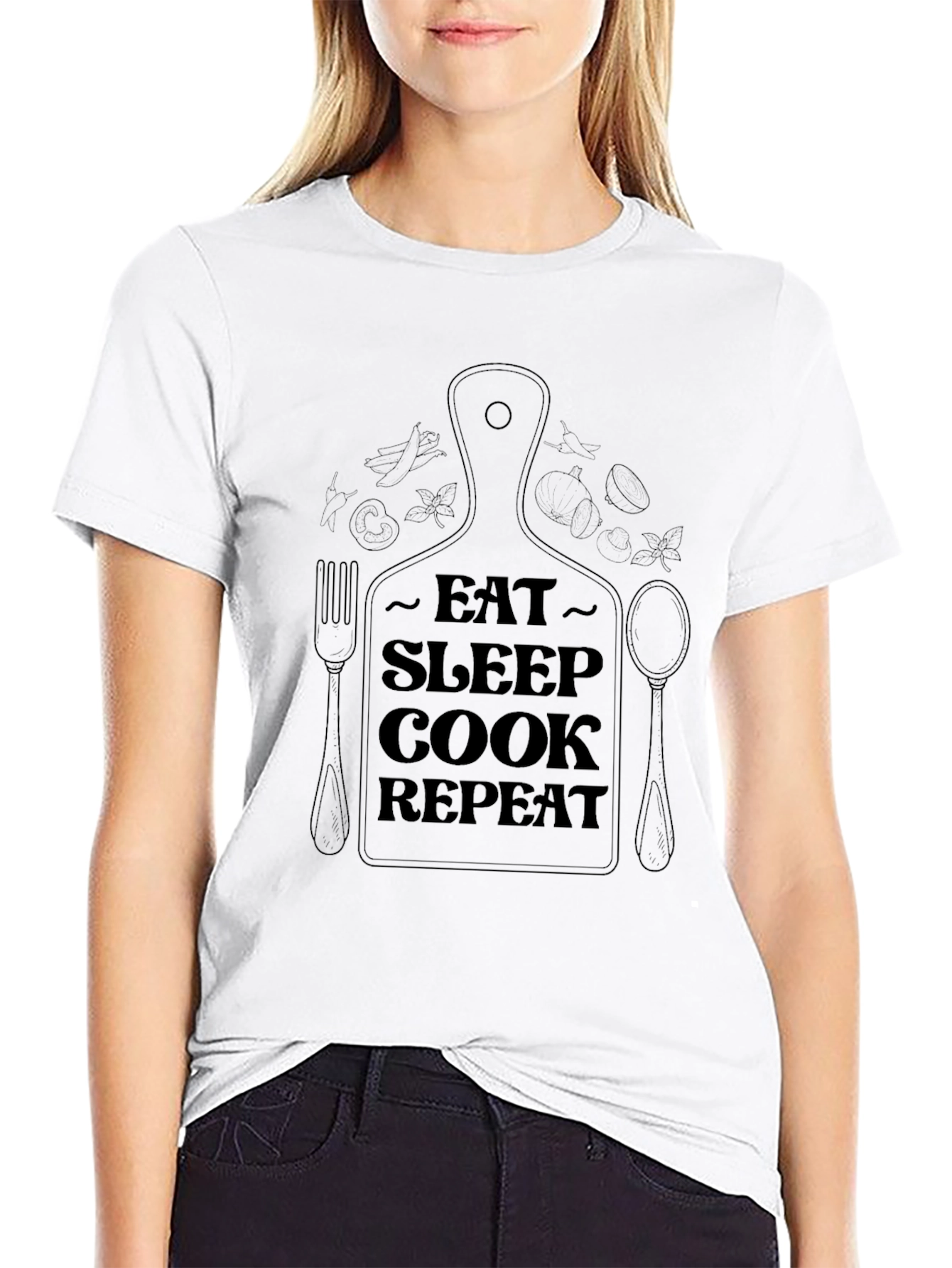Eat Sleep Cook Repeat T-Shirt - Foodie Gift