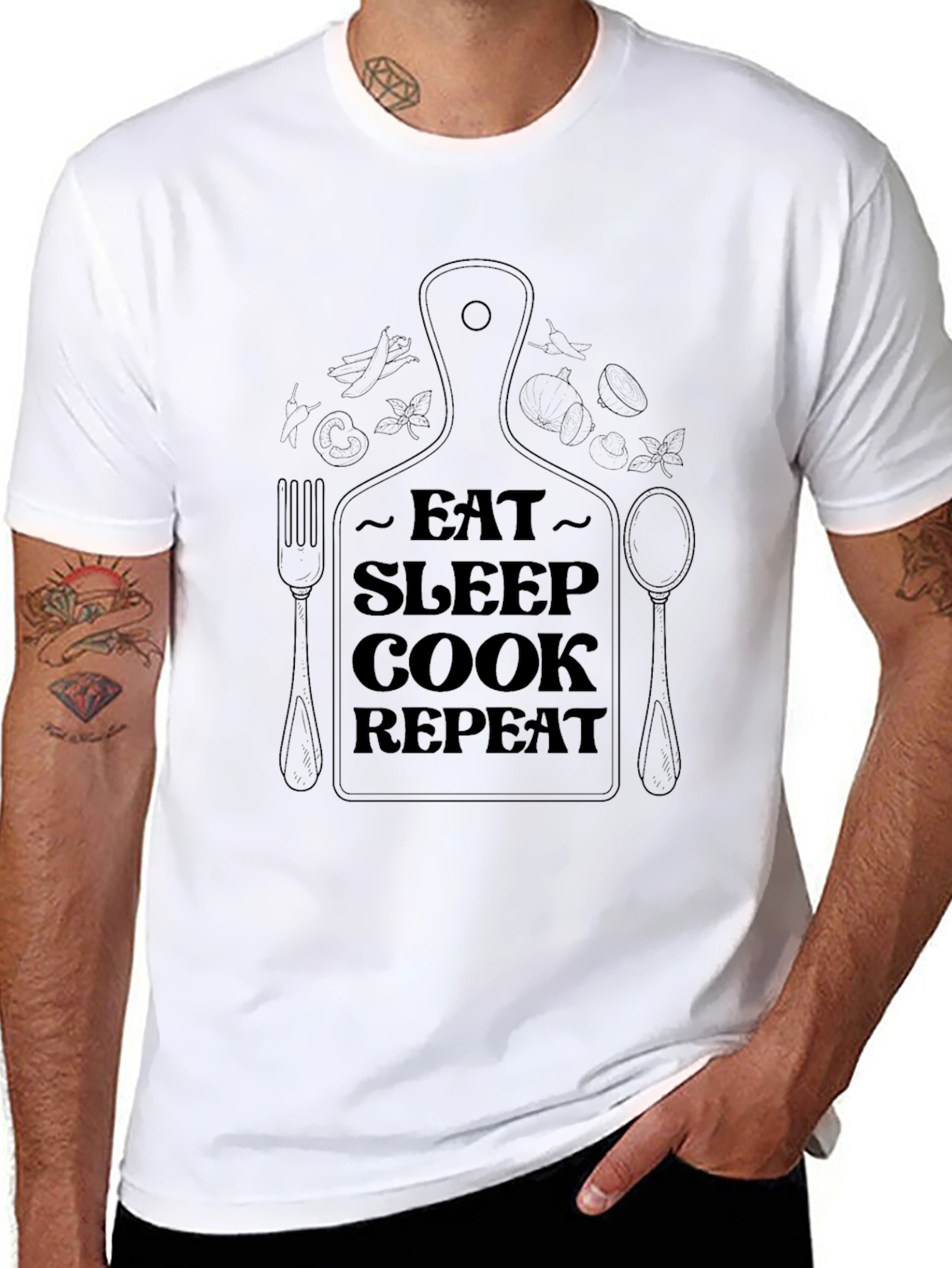Eat Sleep Cook Repeat T-Shirt - Foodie Gift
