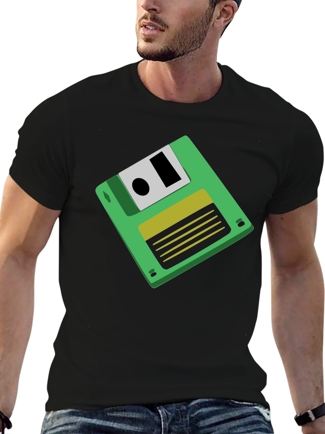 Retro Floppy Disk Graphic Tee - Black Unisex T-Shirt