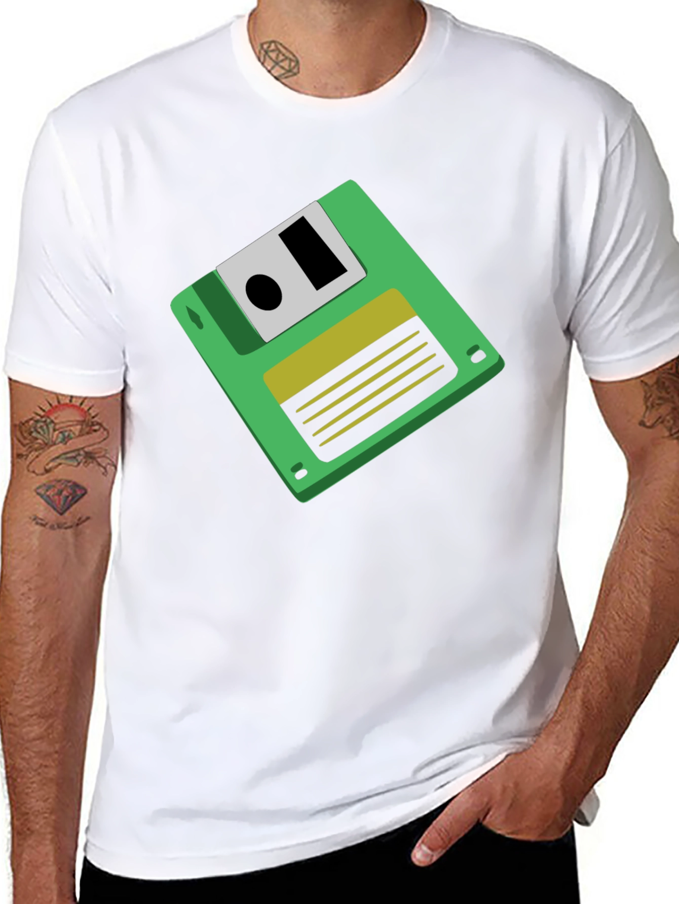 Retro Floppy Disk Graphic Tee - Black Unisex T-Shirt