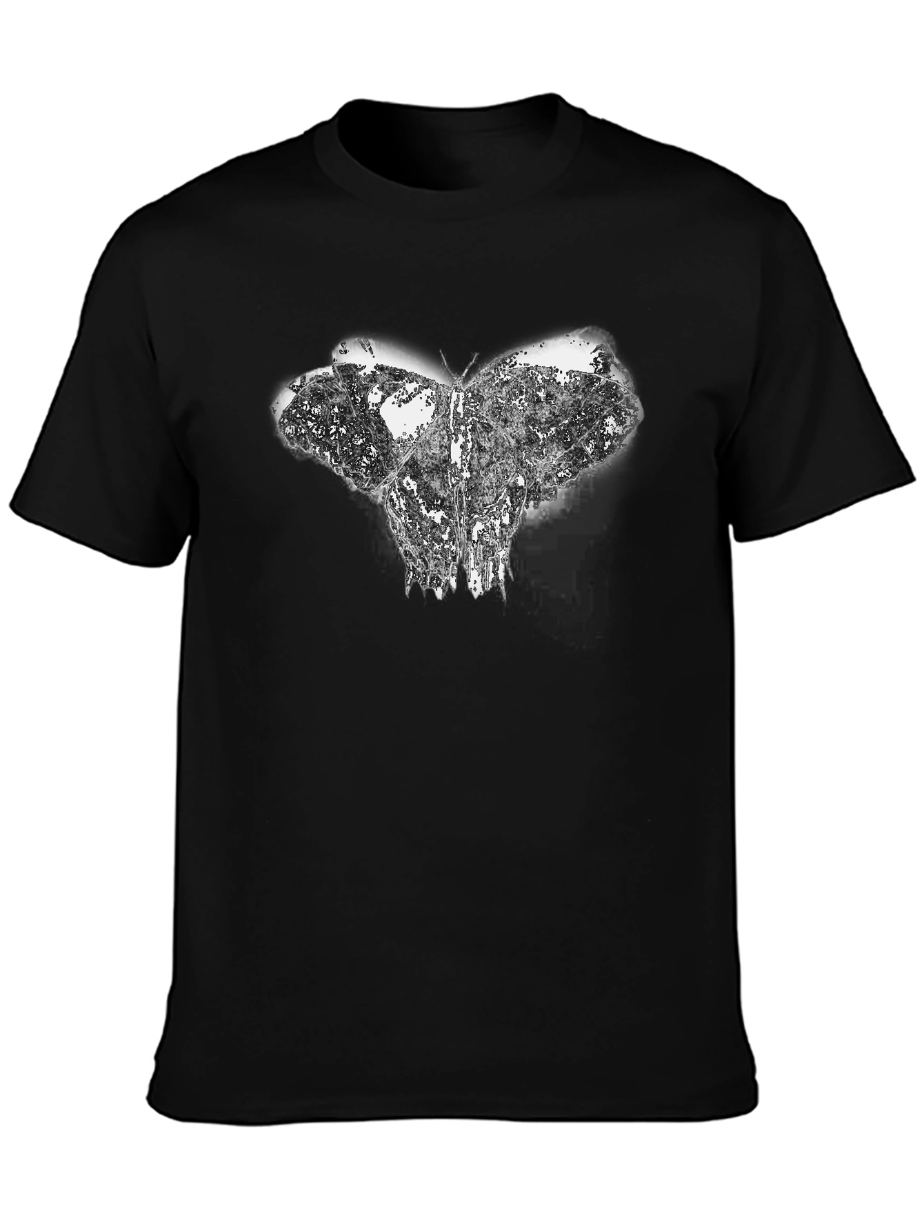 Abstract Butterfly Graphic Black T-Shirt